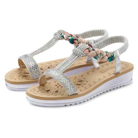 LASCANA Sandale mit elastischen Riemchen, Schmucksteinen, Sandalette, Sommerschuh