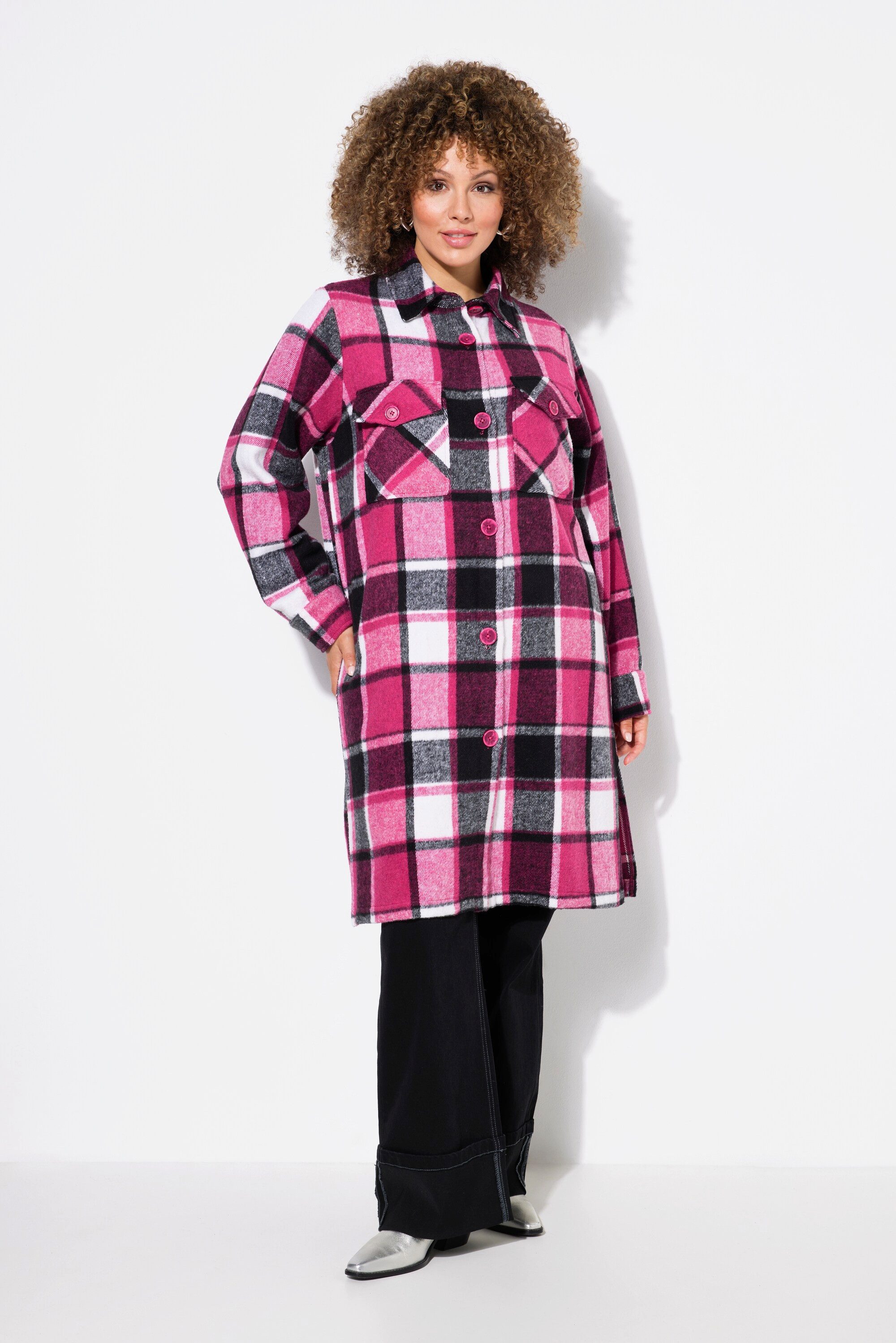 Ulla Popken Sommerjacke Hemdjacke Karo Hemkragen günstig online kaufen