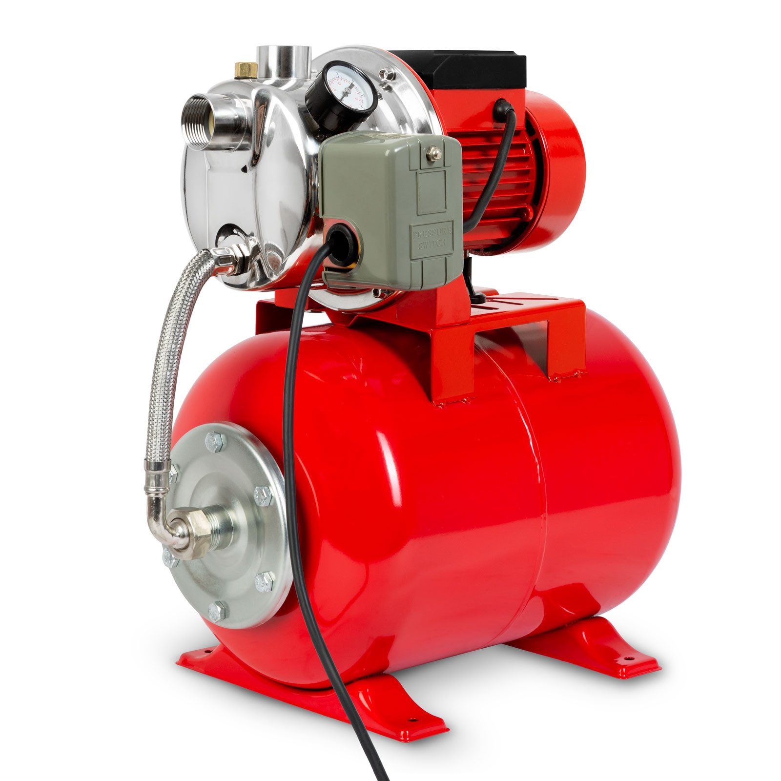 EBERTH Hauswasserwerk Hauswasserwerk 3600 L/h Förderleistung, 750W, Pumpe mit Druckschalter für Automatikbetrieb, 9 m Ansaughöhe