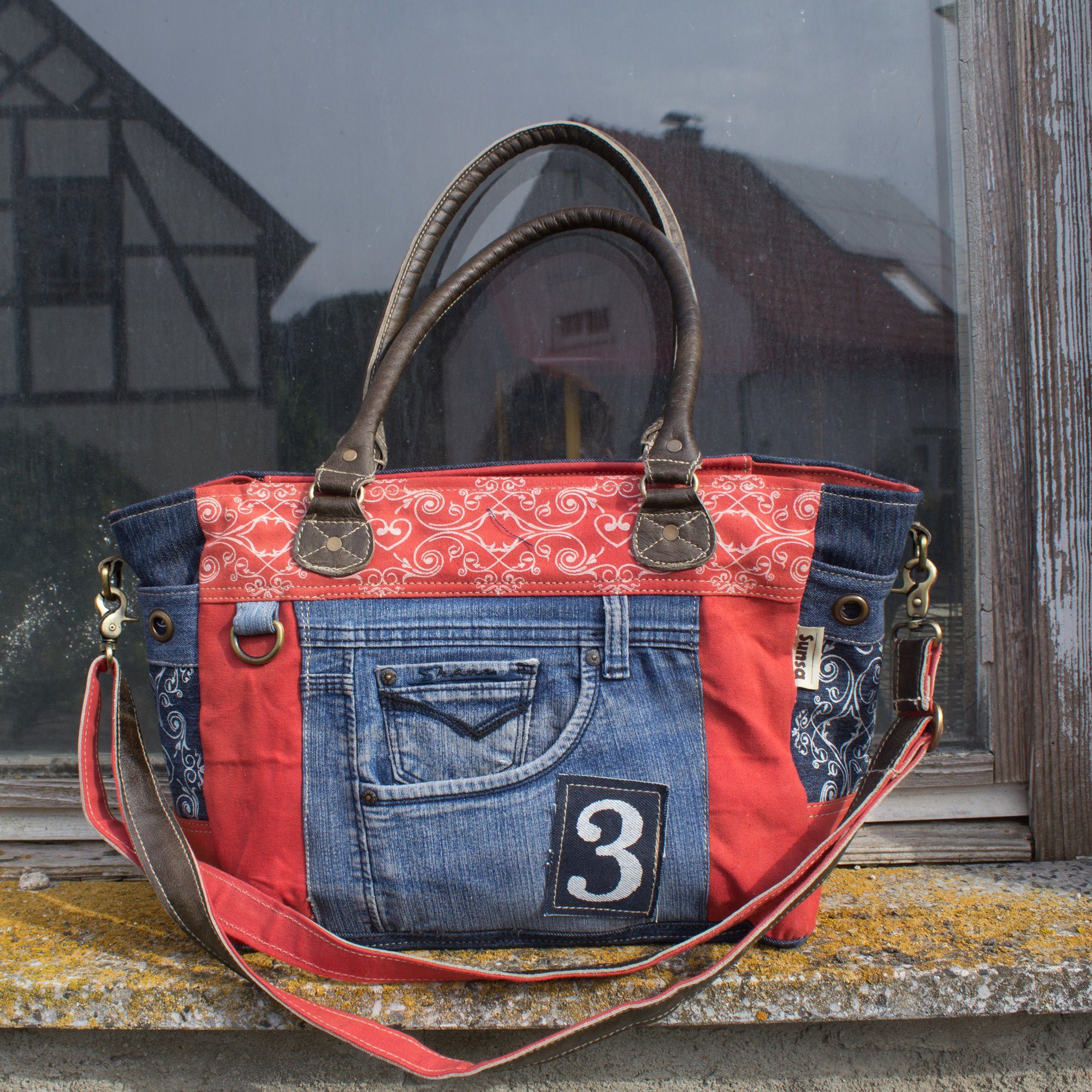 Sunsa Messenger Bag Damen Handtasche XXL Schultertasche Tasche, Aus recycelten Materialien