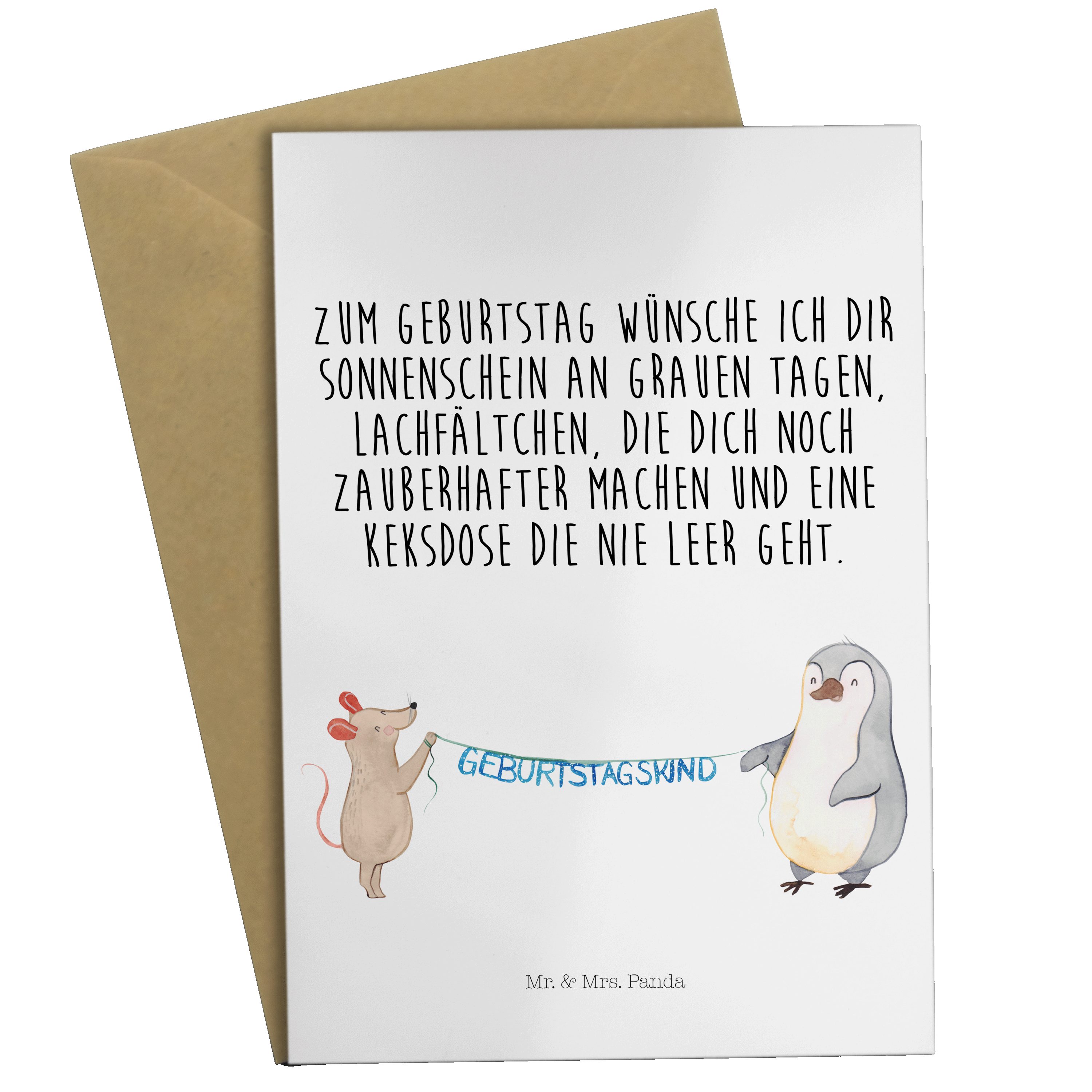 Mr. & Mrs. Panda Grußkarte Maus Pinguin Geburtstag - Weiß - Geschenk, Geburtstagskind, Hochzeits