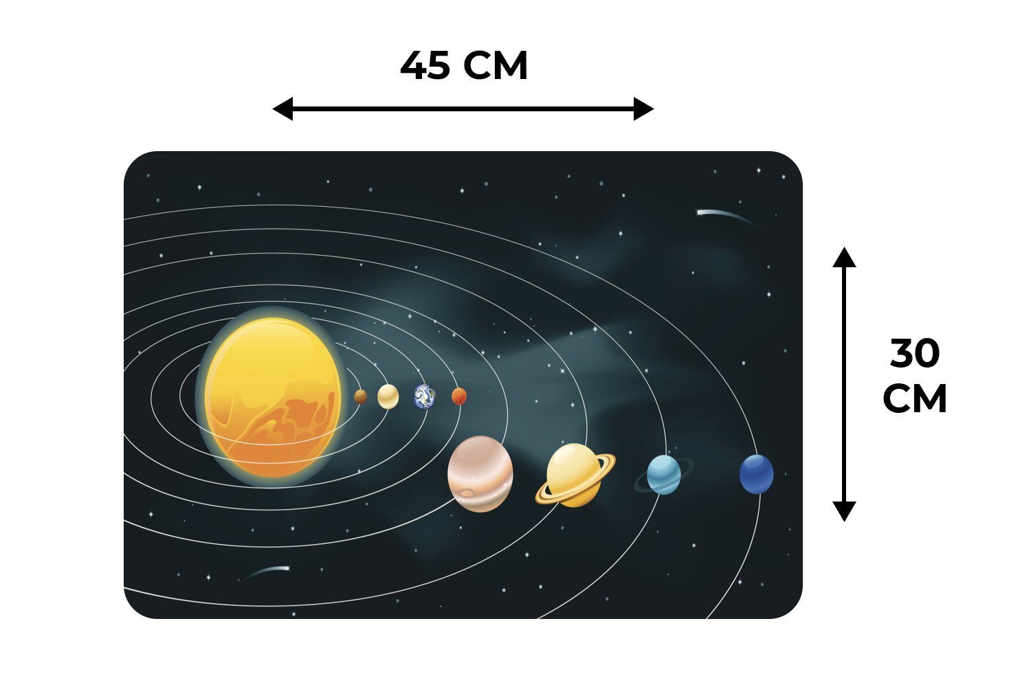 Illustration Platzset, Planeten, Platzmatte, Sonnensystems den Tischmatten, MuchoWow, Eine des Schmutzabweisend Platzset, Platzdecken, (6-St), mit