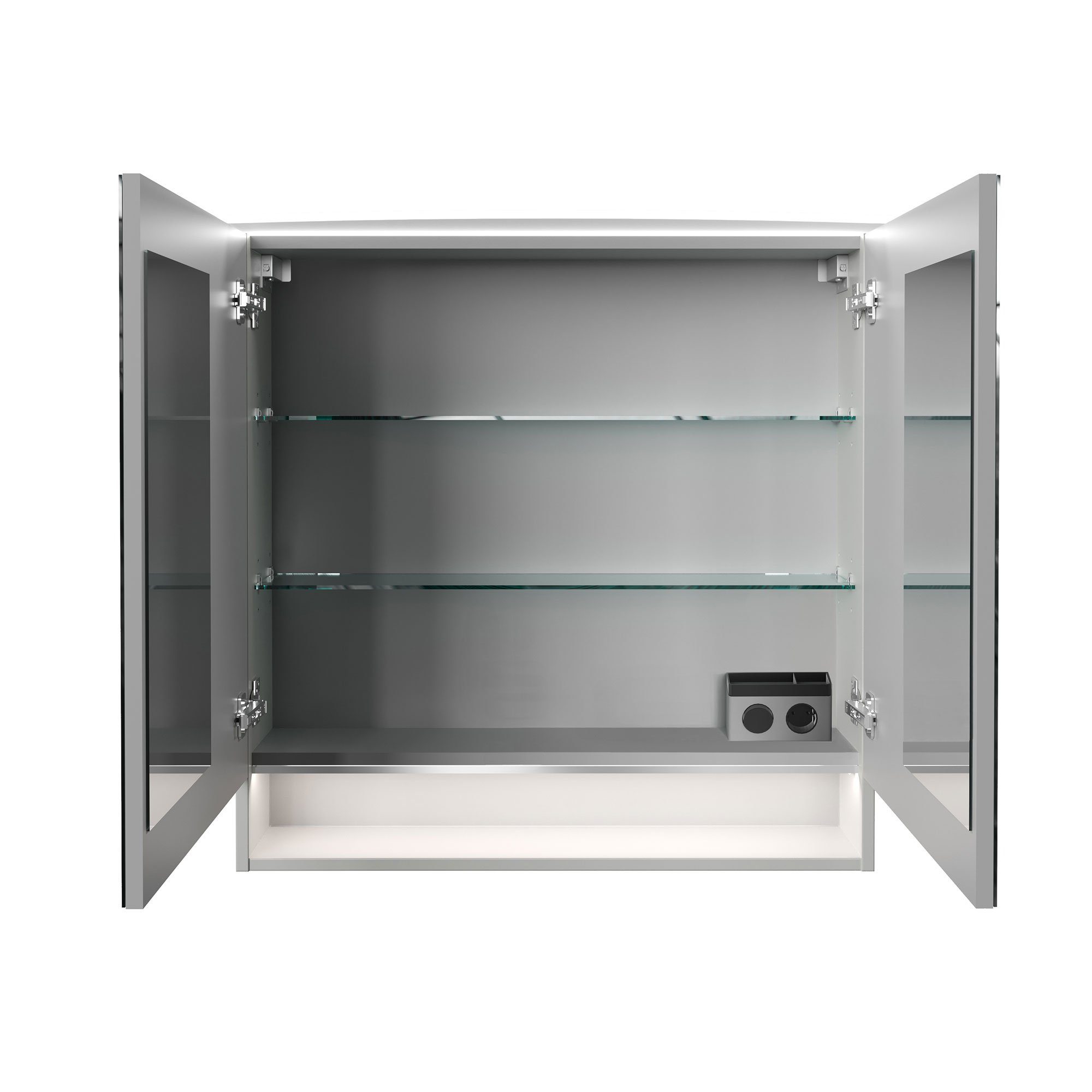 Badezimmerspiegelschrank 80 Weiß LED Spiegelschrank cm B.Style Korpusfarbe: Glanz FACKELMANN