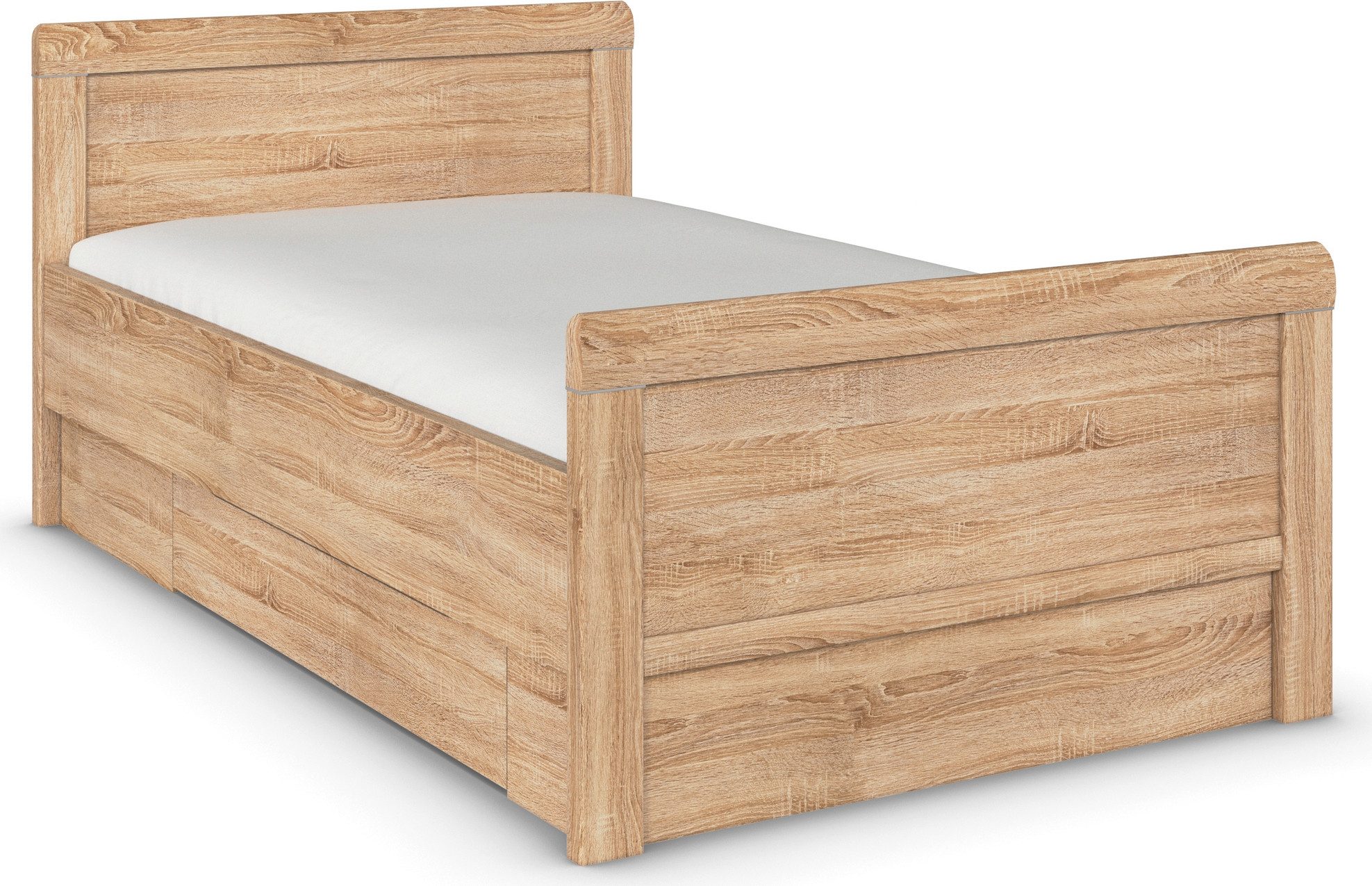 rauch Stauraumbett Bett Einzelbett Stollenbett Bettkästen EVELYN, in Komforthöhe mit Holzkopfteil sowie Schubladen MADE IN GERMANY