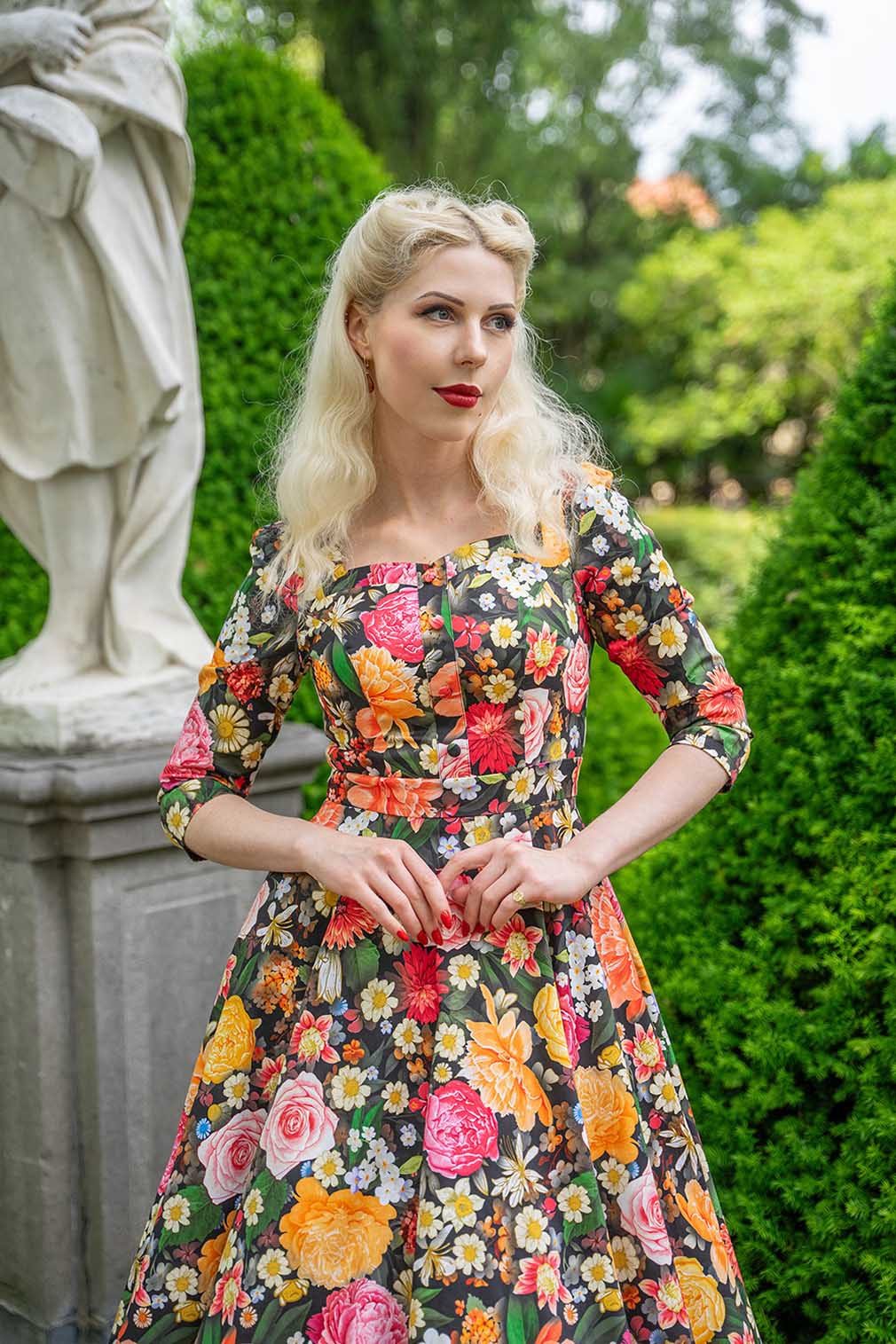 Hearts & Roses London A-Linien-Kleid Cassidy Floral Swing Dress Retro Vinta günstig online kaufen