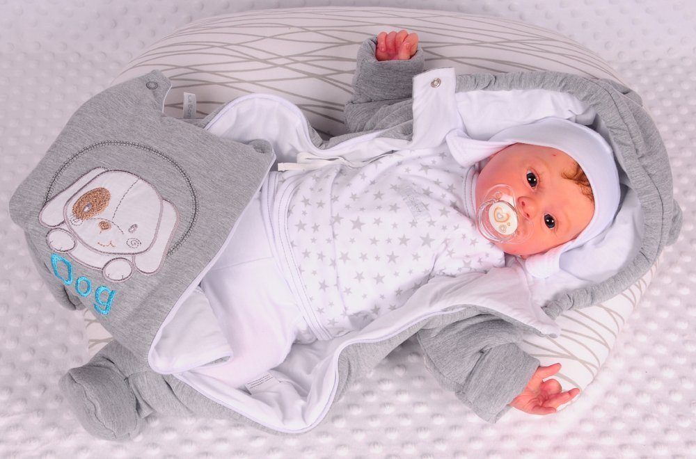La Bortini Schneeoverall Baby Overall Wagenanzug mit Elefant Schneeanzug in Grau aus Baumwolle, fefüllt, 44 50 56 62 68 74