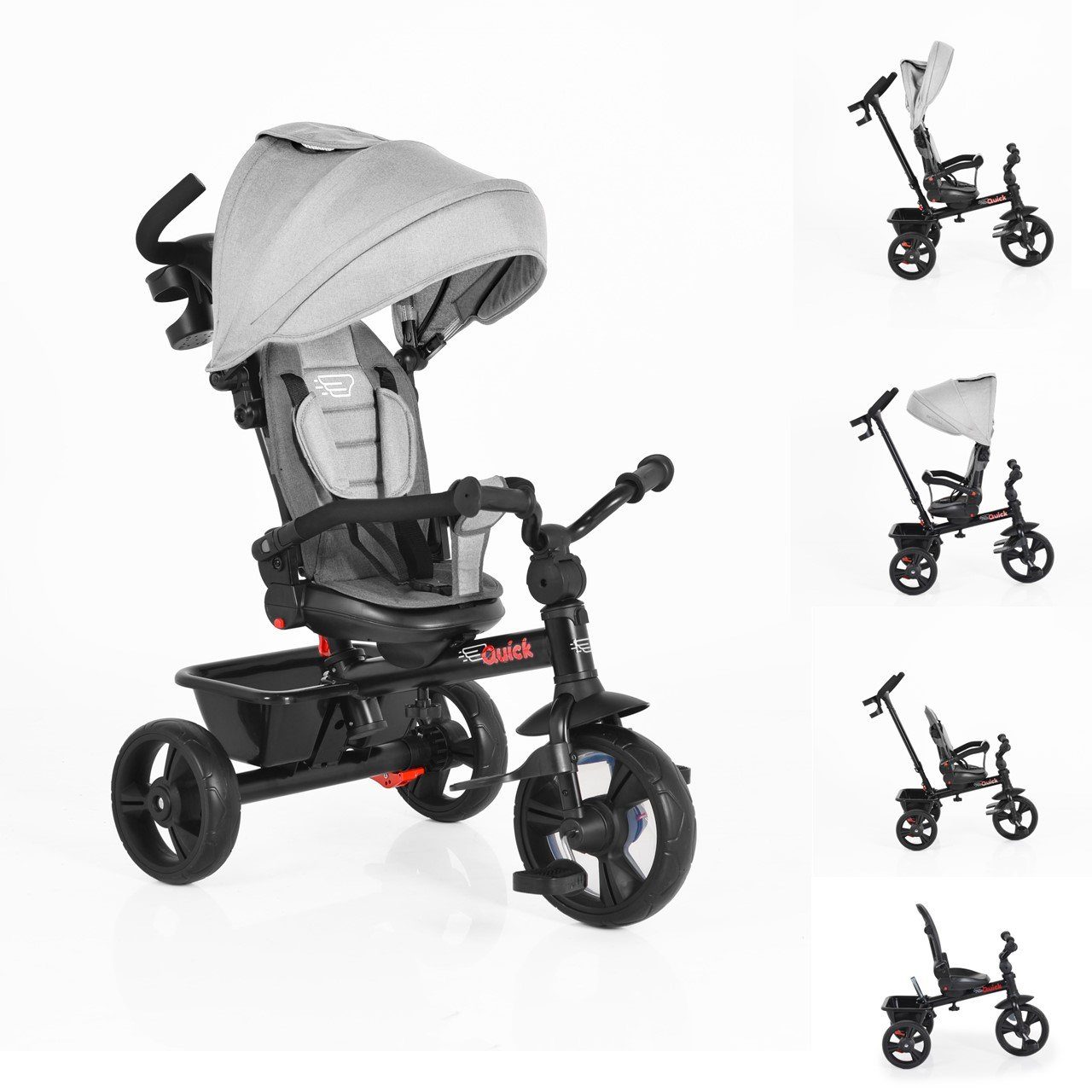 Byox Dreirad Dreirad Tricycle Quick, Sitz drehbar, EVA-Reifen, Schiebestange, klappbar