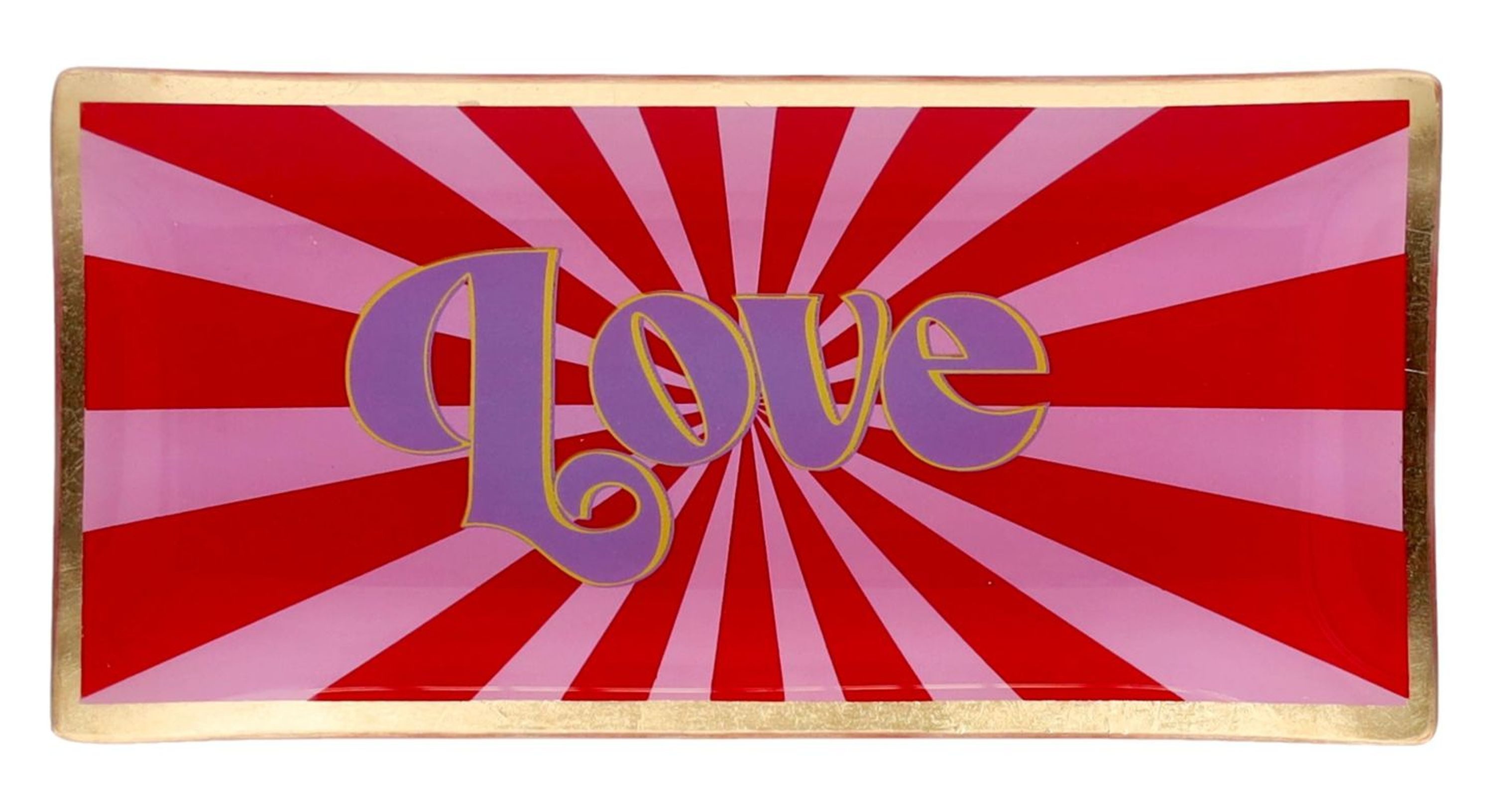 Giftcompany Dekoteller Giftcompany Glasteller "Love Plates" Love Dekoteller 10x21cm Rosa Rot