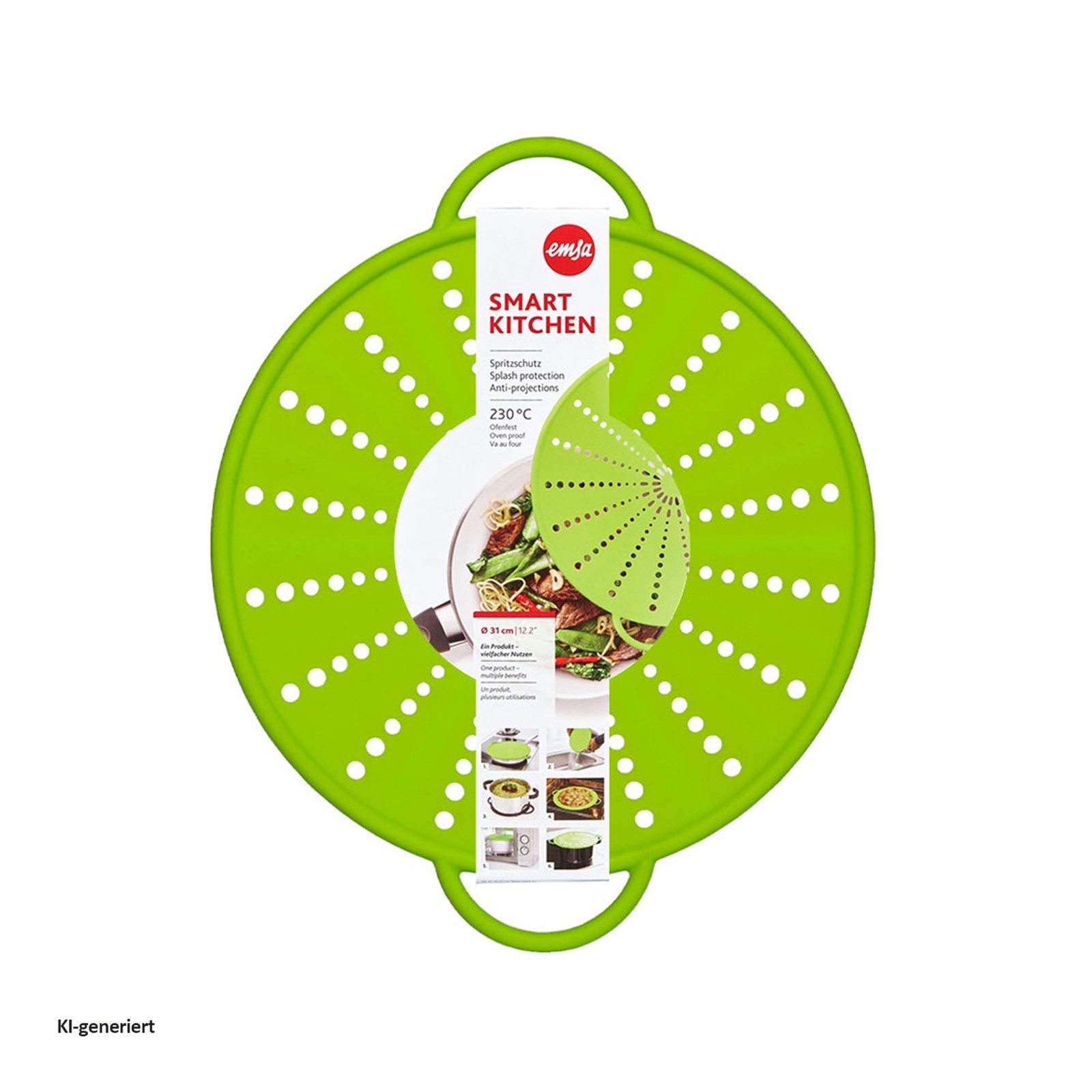 Emsa Spritzschutzdeckel Spritzschutz Smart Kitchen, (1-tlg., 1x Spritzschutz), Mikrowellenabdeckung Küchensieb Topfuntersetzer