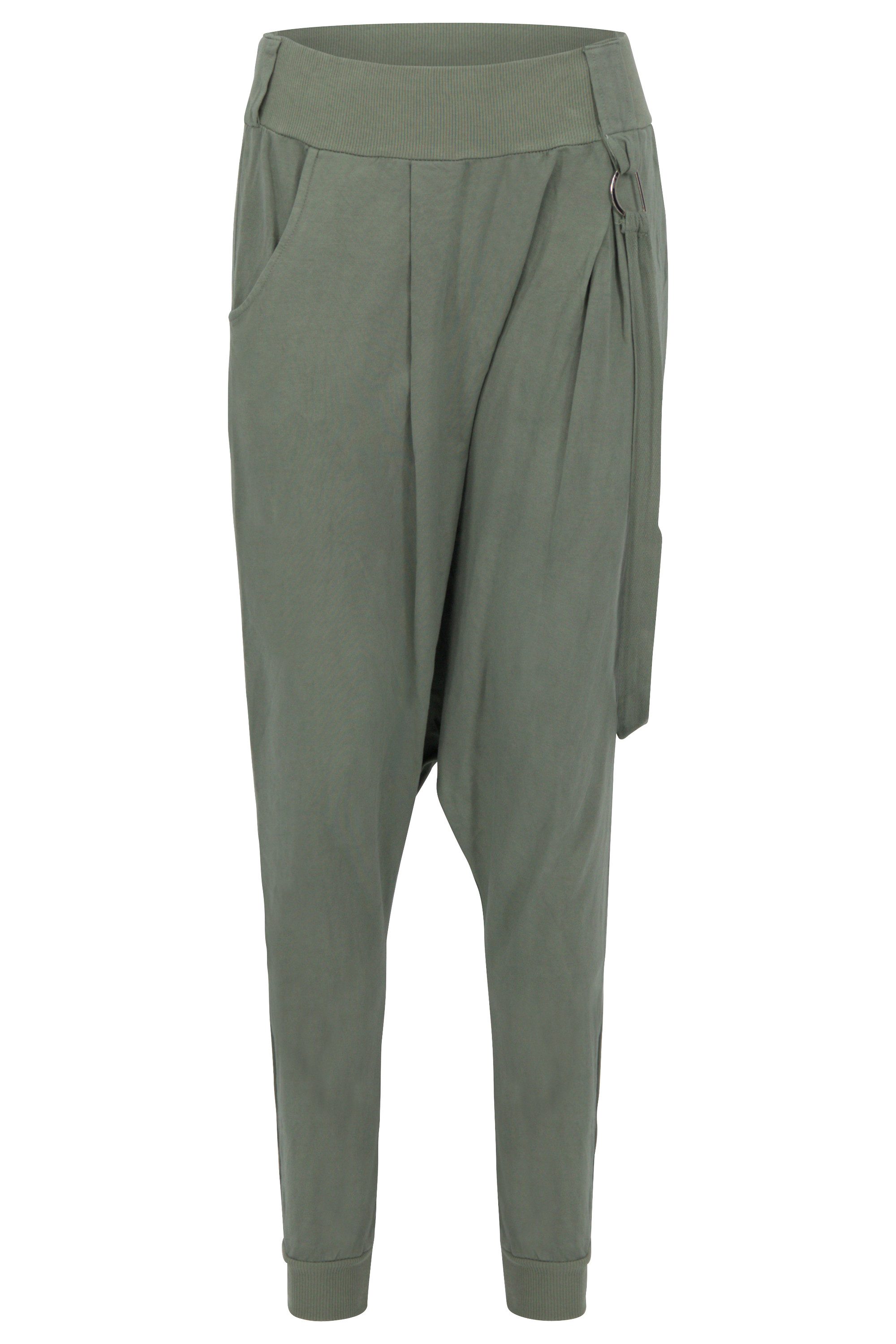 malito more than fashion Haremshose malito Damen Haremshose mit tiefem Schritt, Jogginghose in Unifarben Haremshose mit elastischem Bund, Einheitsgröße