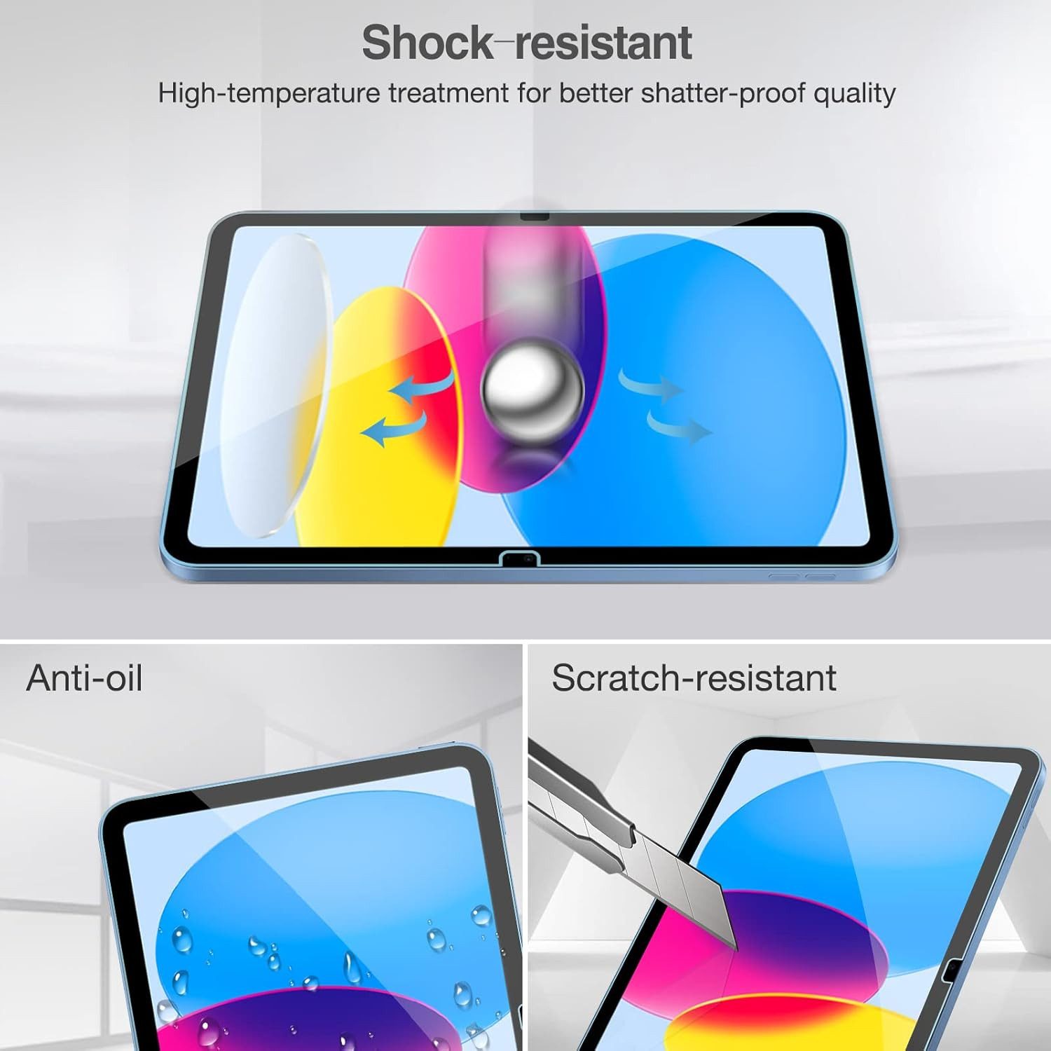 CLM-Tech Displayschutzglas 2x für iPad 11 A16 2025 Panzerfolie kristallklar für iPad 11 A16 2025 & iPad 10 2022, Panzerglas Folie - Anti-Fingerabdruck und kratzfest -, 2 Stück, Kristallklar