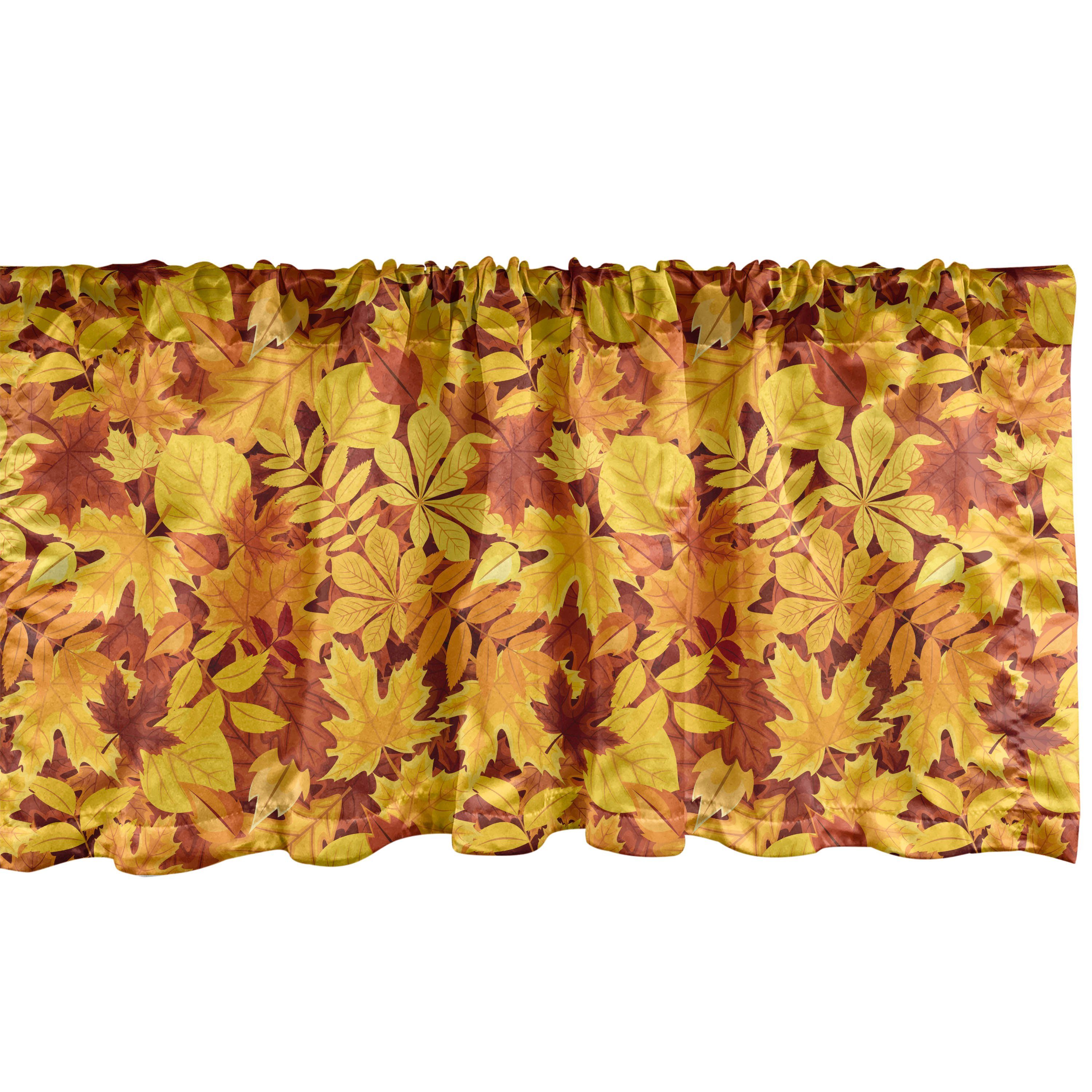 Scheibengardine Vorhang Volant für Küche Schlafzimmer Dekor mit Stangentasche, Abakuhaus, Microfaser, Baum Shady Fall Oak Maple Leaf