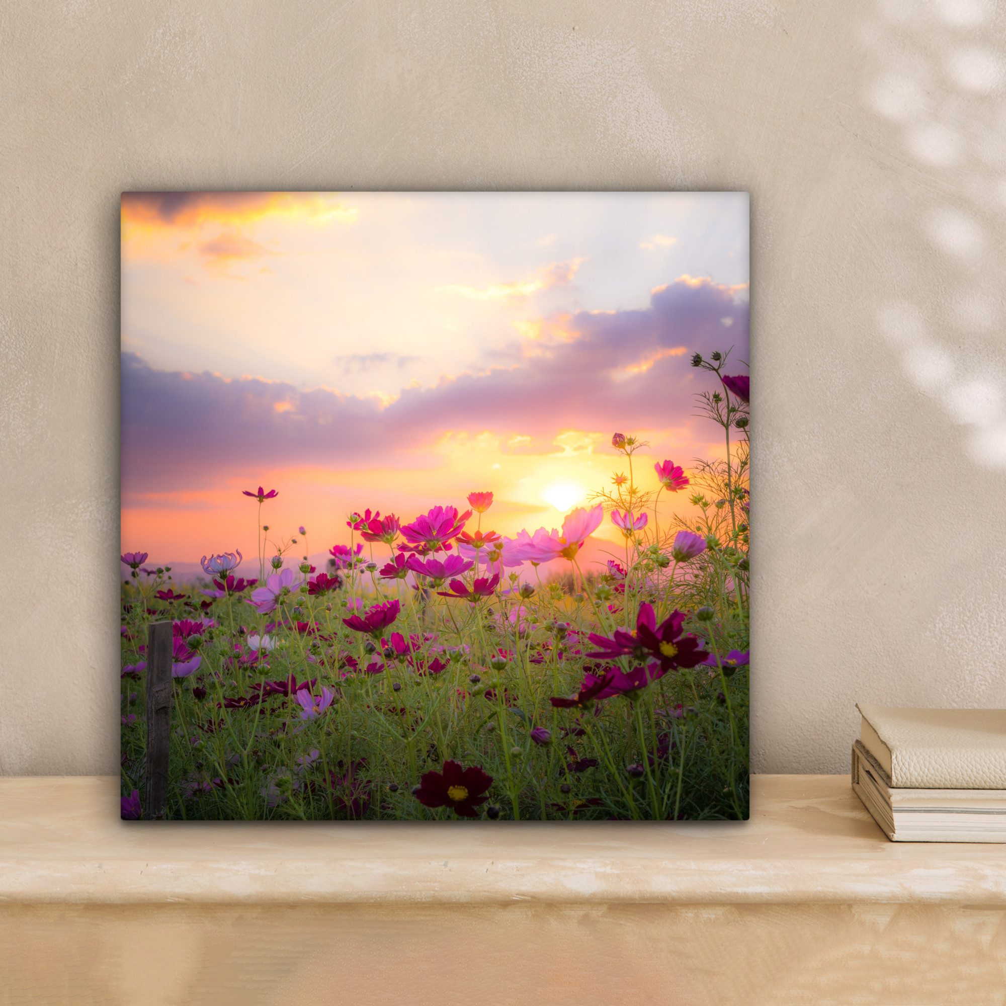 OneMillionCanvasses® Leinwandbild Sonnenuntergang - Blumen - günstig online kaufen