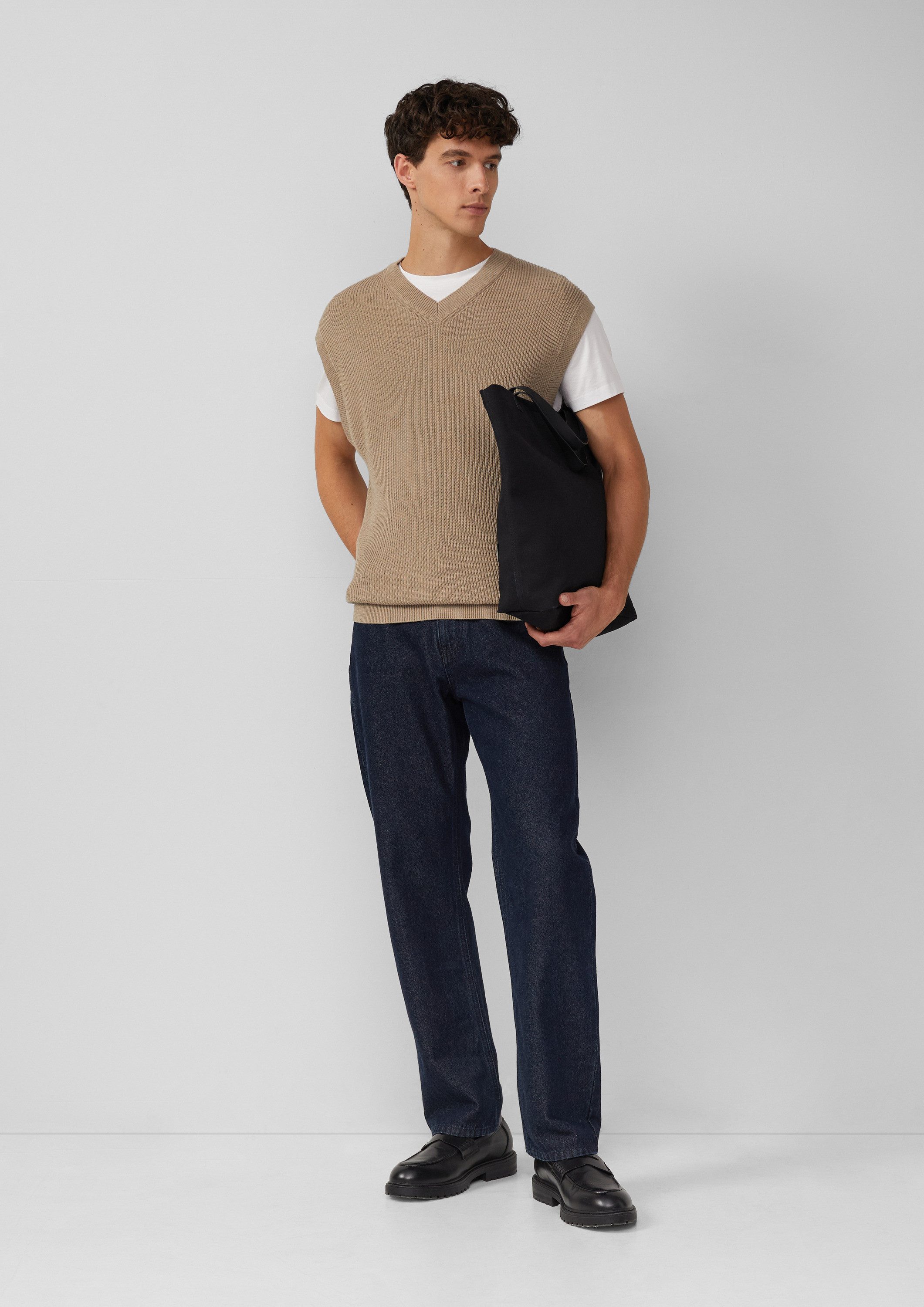 s.Oliver Rundhalspullover Strickpullunder Modischer Strickpullunder aus reiner Baumwolle
