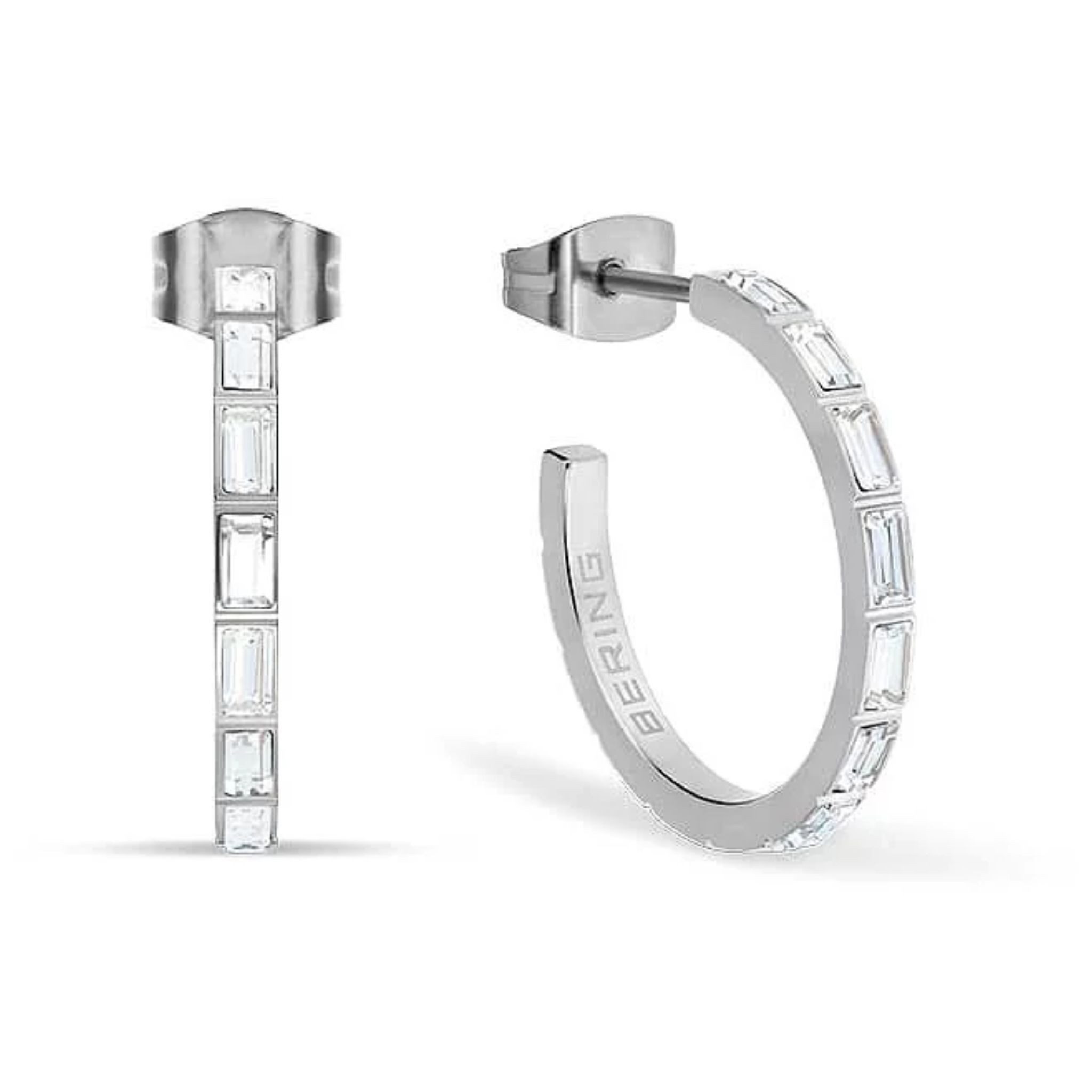 Bering Ohrring-Set Kreolen aus Edelstahl mit Steinchen - Bering Jewelry