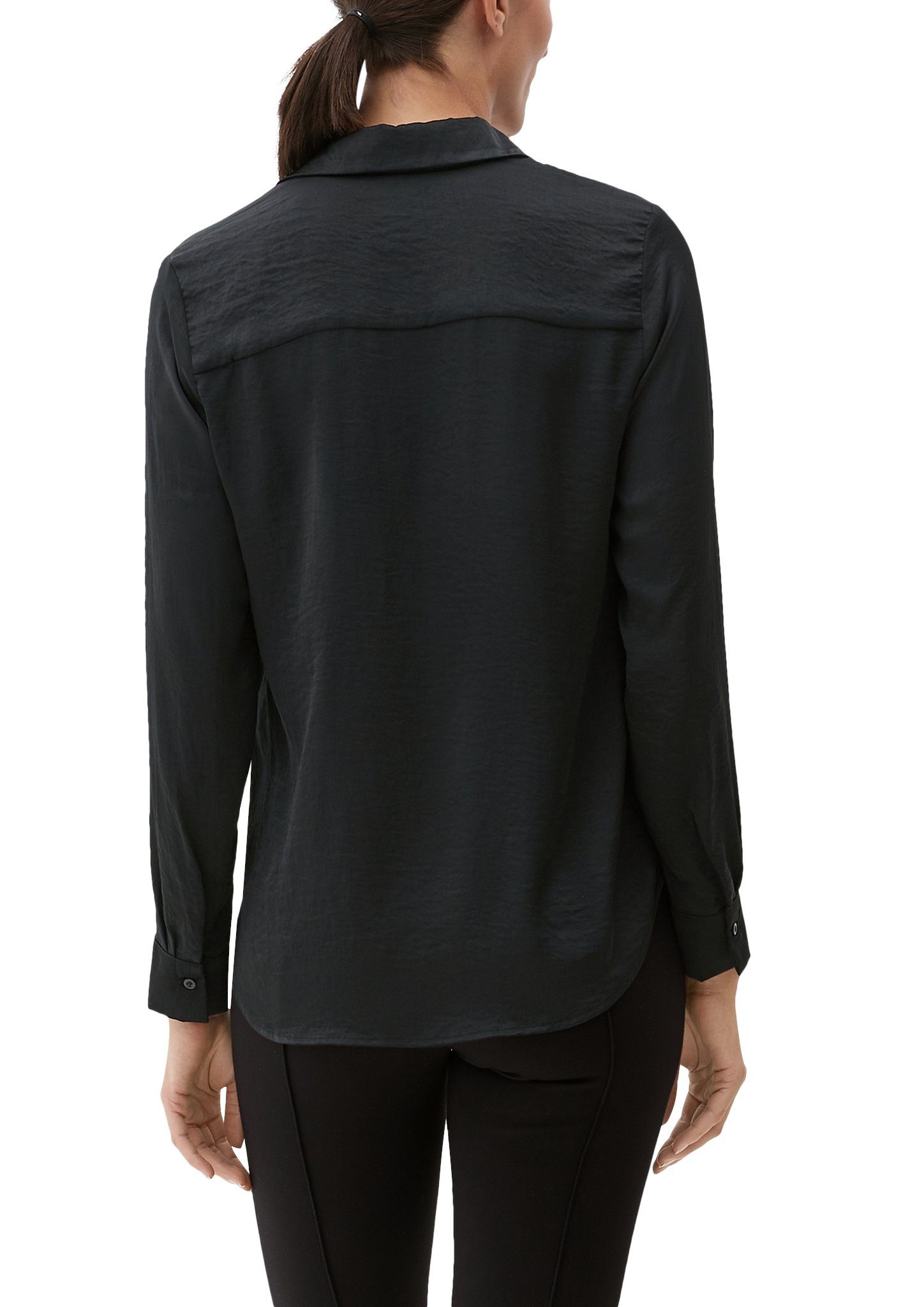 s.Oliver Klassische recyceltem Polyester Bluse schwarz Bluse aus
