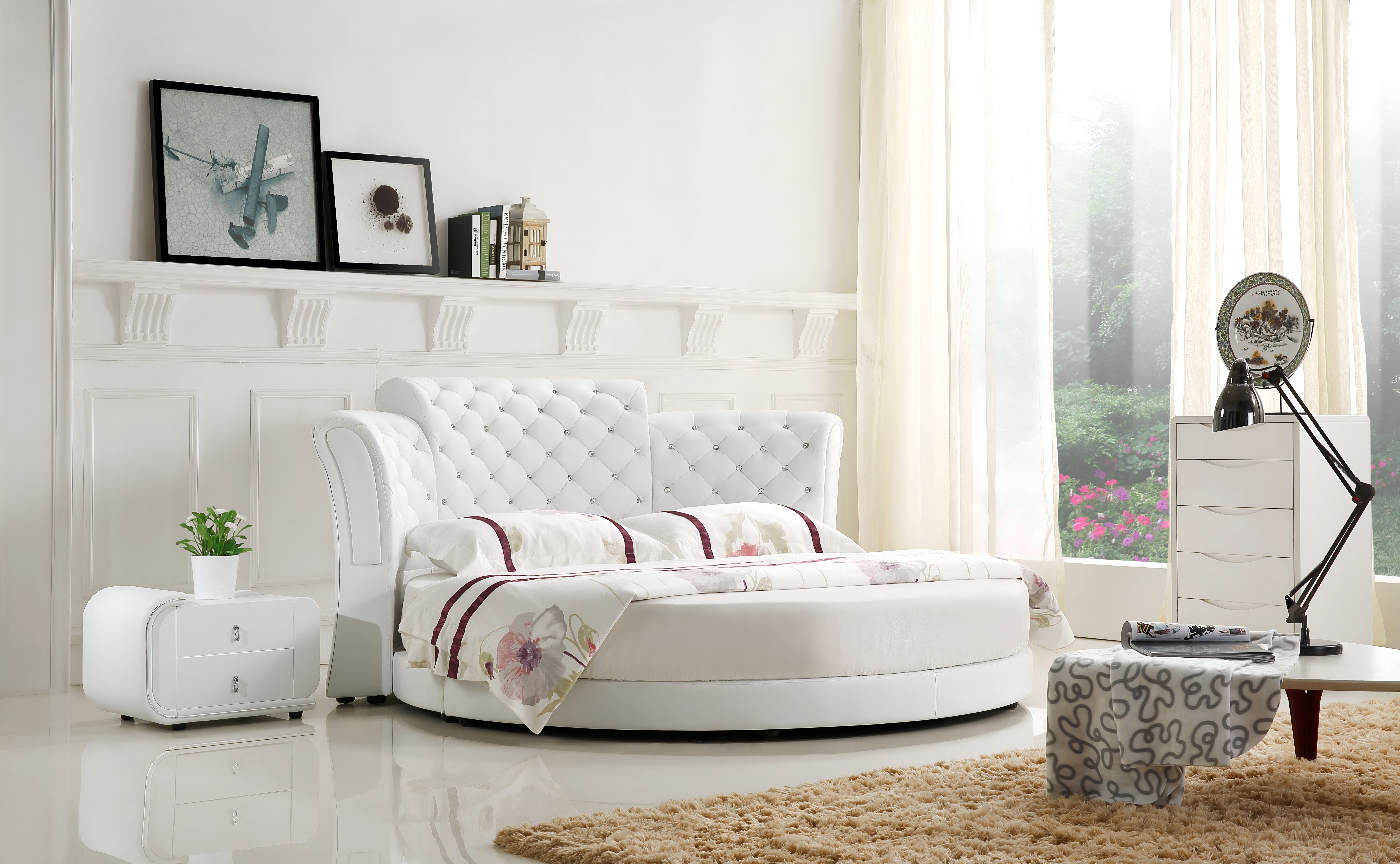 JVmoebel Rundbett Chesterfield Rundbett Polster Möbel für das Schlafzimmer, Made in Europa