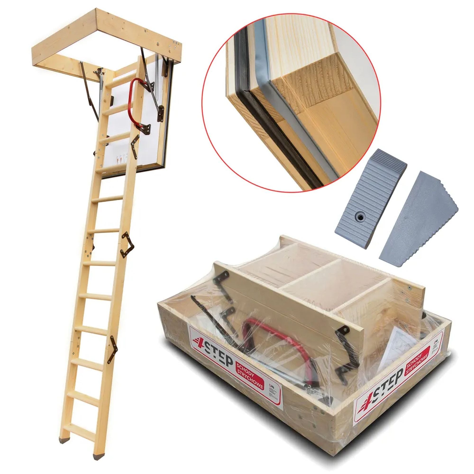 4iQ Group Bodentreppe 4STEP NORDIC Dachbodentreppe isolierte Deckenklappe U-Wert 0,44 W/m²K, für Geschosshöhen bis 275,00 cm, (90 x 60 cm), wärmegedämmt; Klappe 87 mm; U-Wert 0,44 W/(m²K); beidseitig weiß