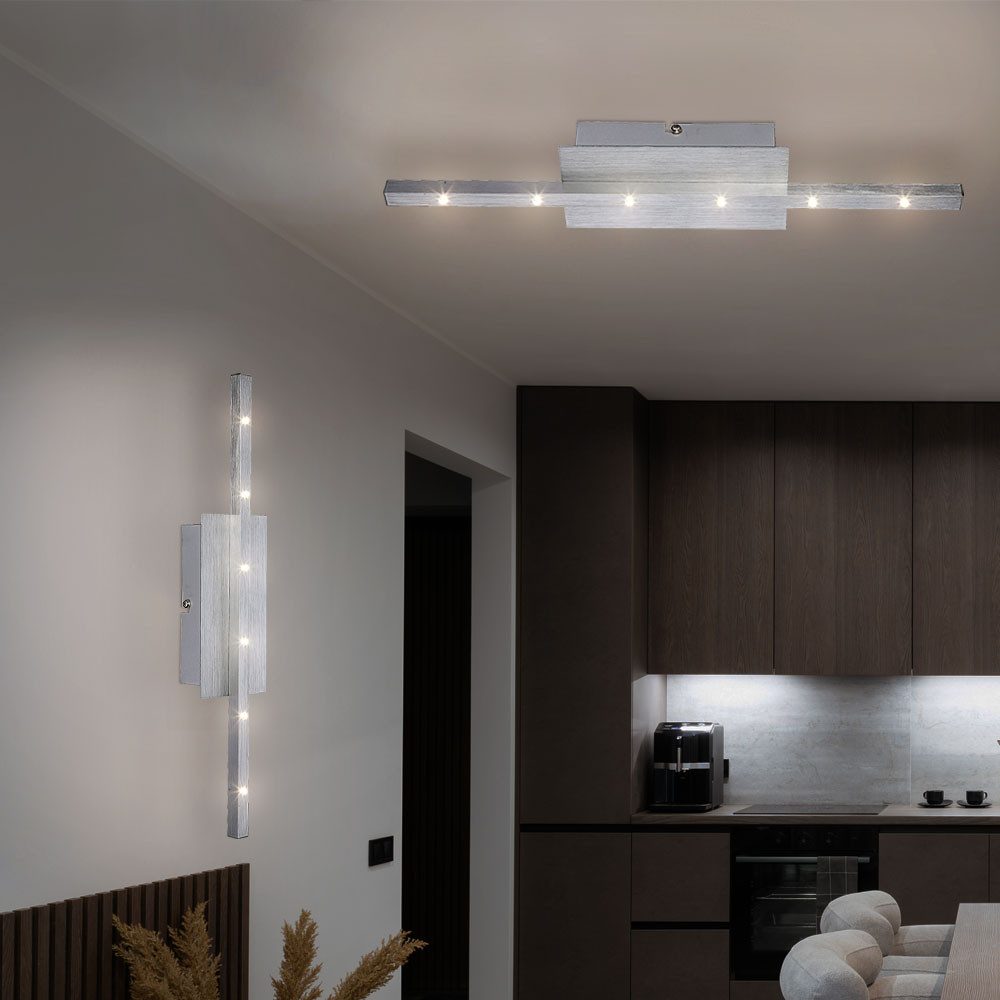 etc-shop LED Wandleuchte, LED-Leuchtmittel fest verbaut, Neutralweiß, LED Wandleuchte silber Wandstrahler Modern Wohnzimmer