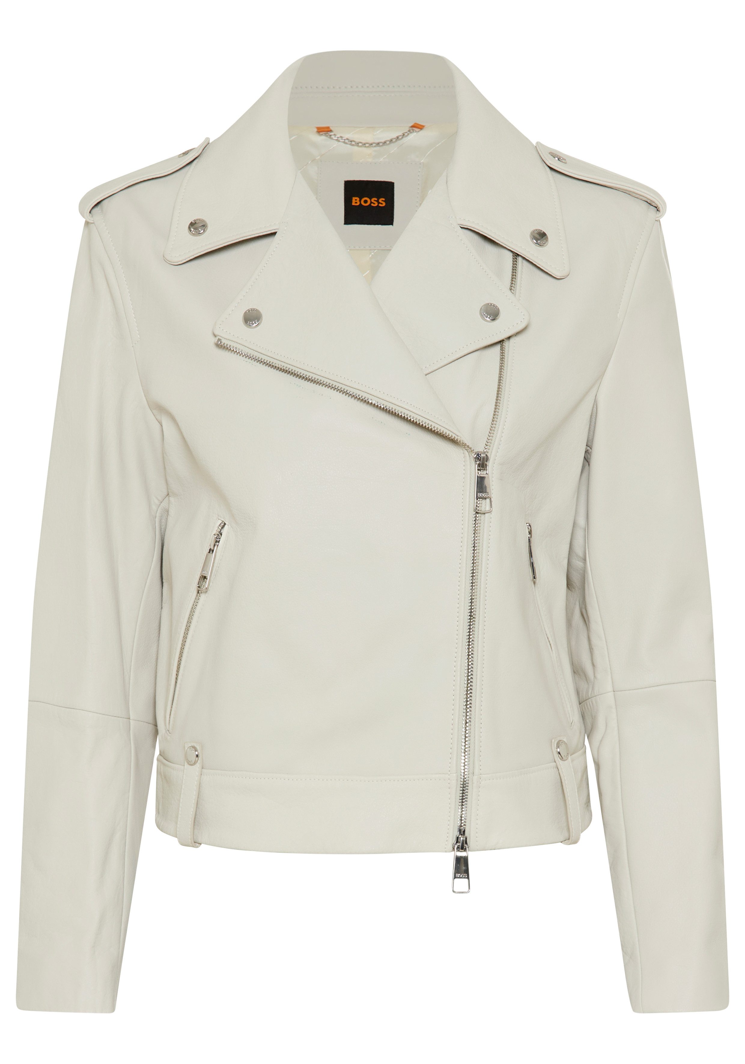 BOSS ORANGE Lederjacke Sandy Premium Damenmode mit genarbter Struktur günstig online kaufen