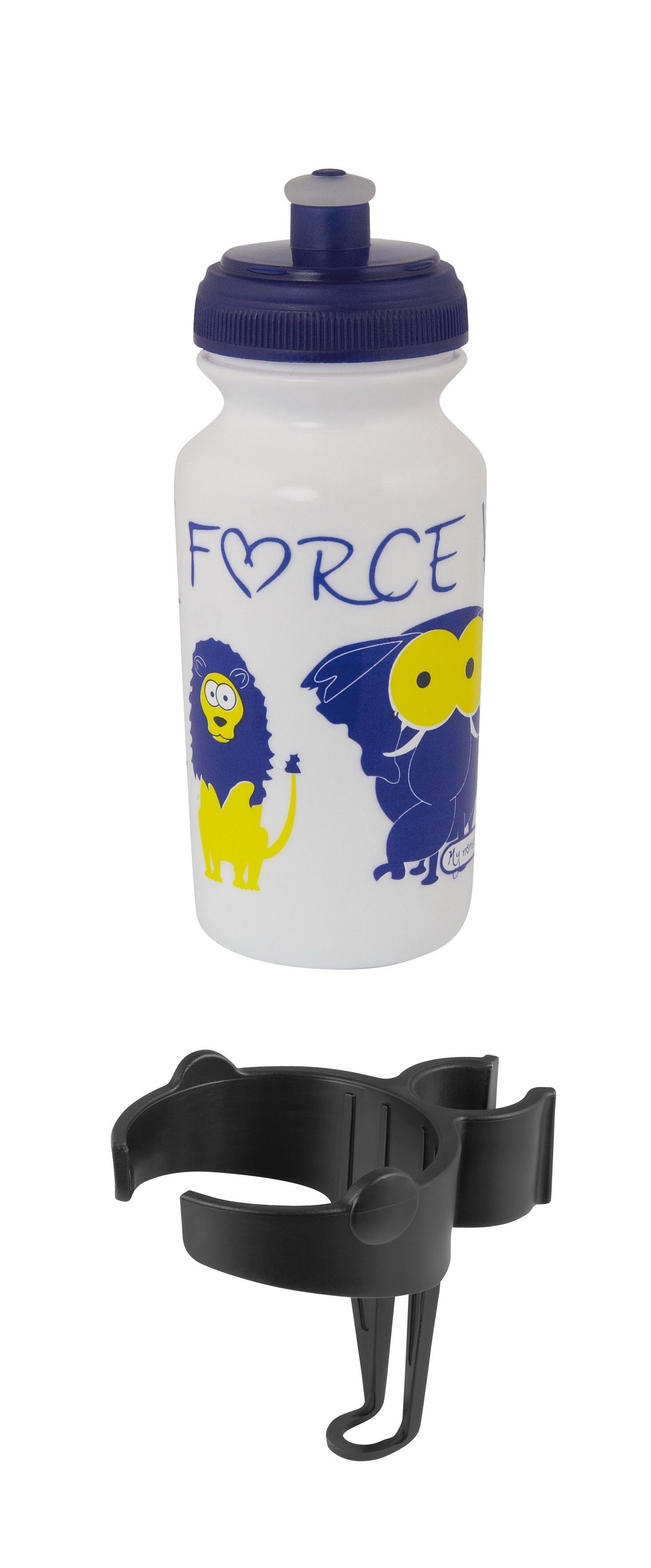 FORCE Trinkflasche Flasche fürs Kind FORCE ZOO incl. Halter