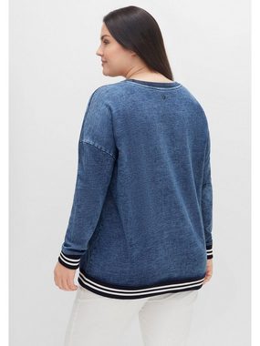 Sheego Sweatshirt Große Größen in Denim-Optik mit Ringelbündchen