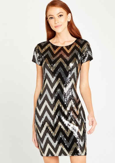 Apricot Partykleid Chevron Sequin Shift Dress (1-tlg) mit Pailletten