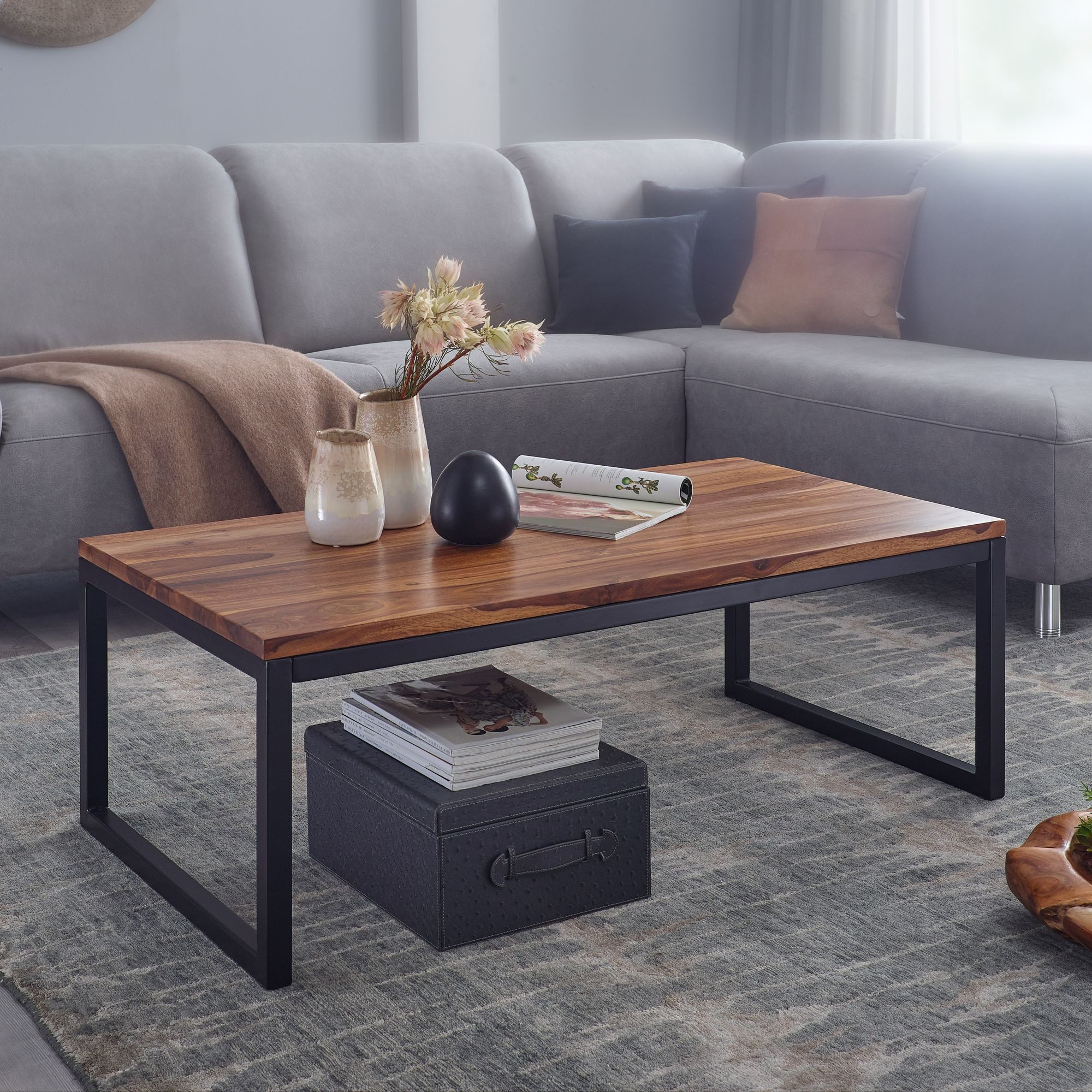 FINEBUY Couchtisch FB58446 (110x40x60 cm Massivholz günstig online kaufen