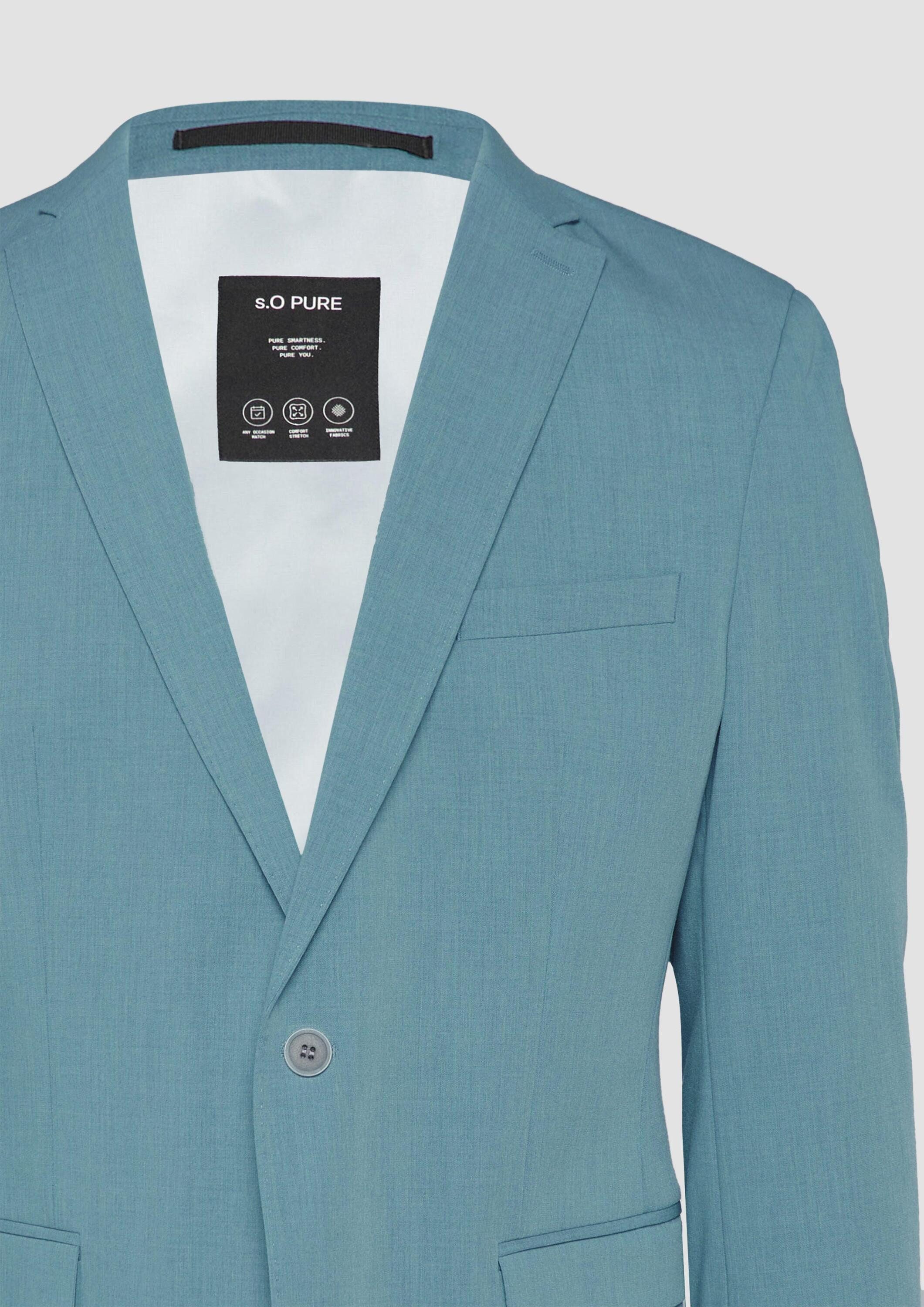 s.Oliver Sakko Indoor-Sakko S.OPURE s.O PURE: Meliertes Sakko aus Stretch-Twill im Slim Fit