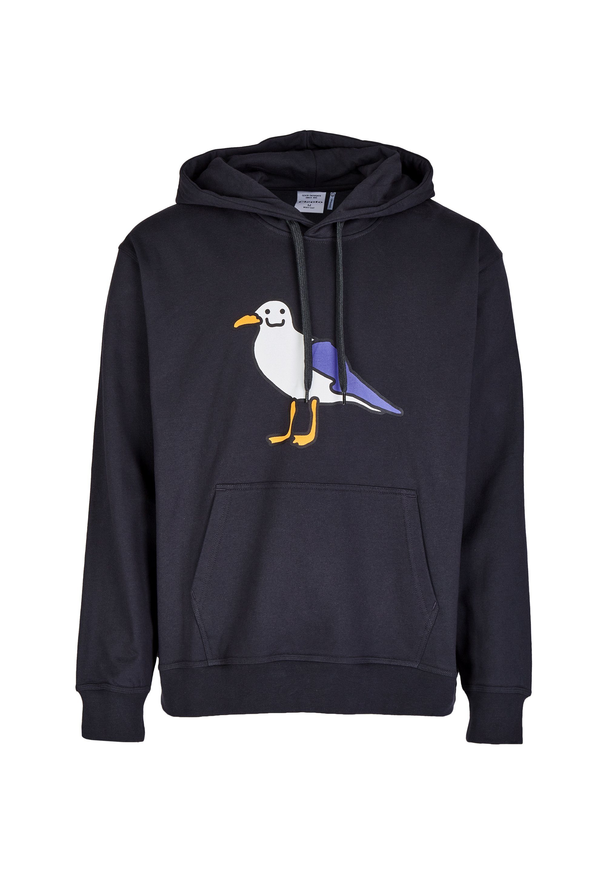 Print coolem Cleptomanicx Smile Kapuzensweatshirt dunkelgrau Gull mit