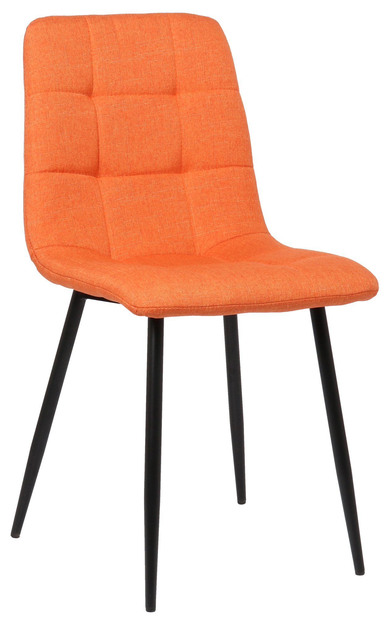TPFLiving Esszimmerstuhl Till mit hochwertig gepolsterter Sitzfläche - Konferenzstuhl (Küchenstuhl - Esstischstuhl - Wohnzimmerstuhl - Polsterstuhl), Gestell: Metall schwarz - Sitzfläche: Stoff orange
