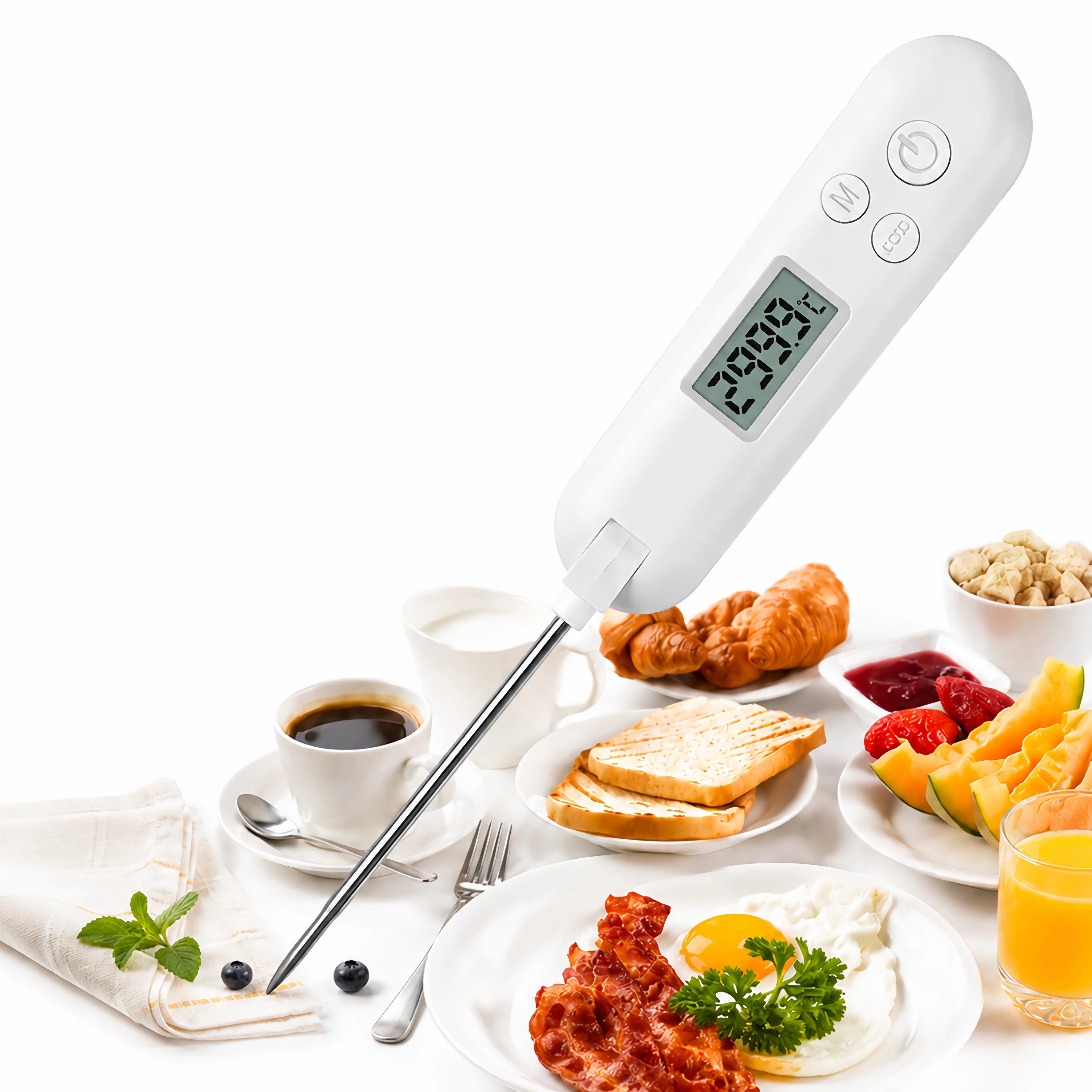 Bolwins Bratenthermometer A20C Digitales Fleischthermometer Küchenthermometer für Braten & Grill, Digitales Lebensmittelthermometer 1-tlg., A20C Lebensmittelthermometer faltbar -50°C bis 300°C, Hohe Messgenauigkeit ±1 °C, weiter Messbereich -50 °C bis 300