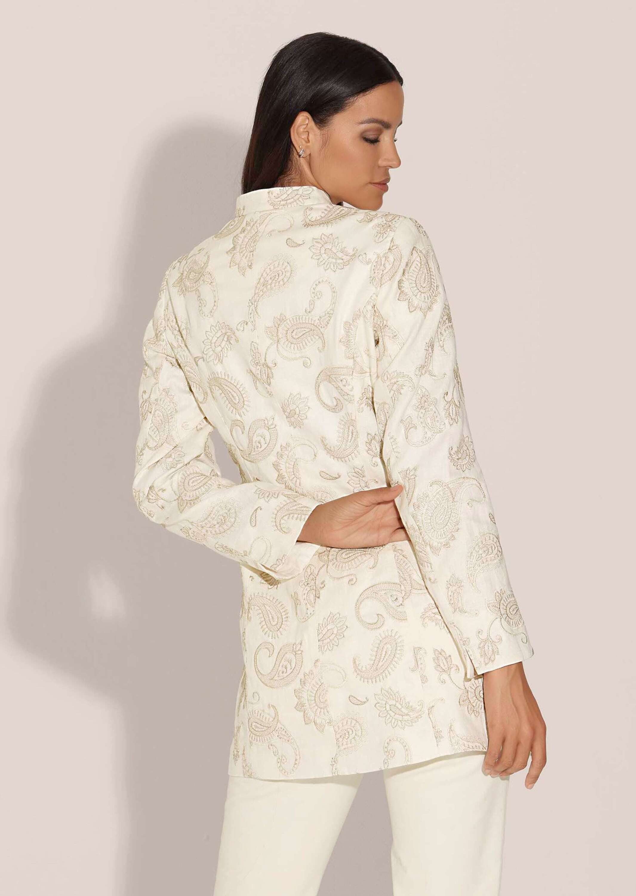 MADELEINE Longblazer Leinen-Gehrdock mit Unikat-Stickerei