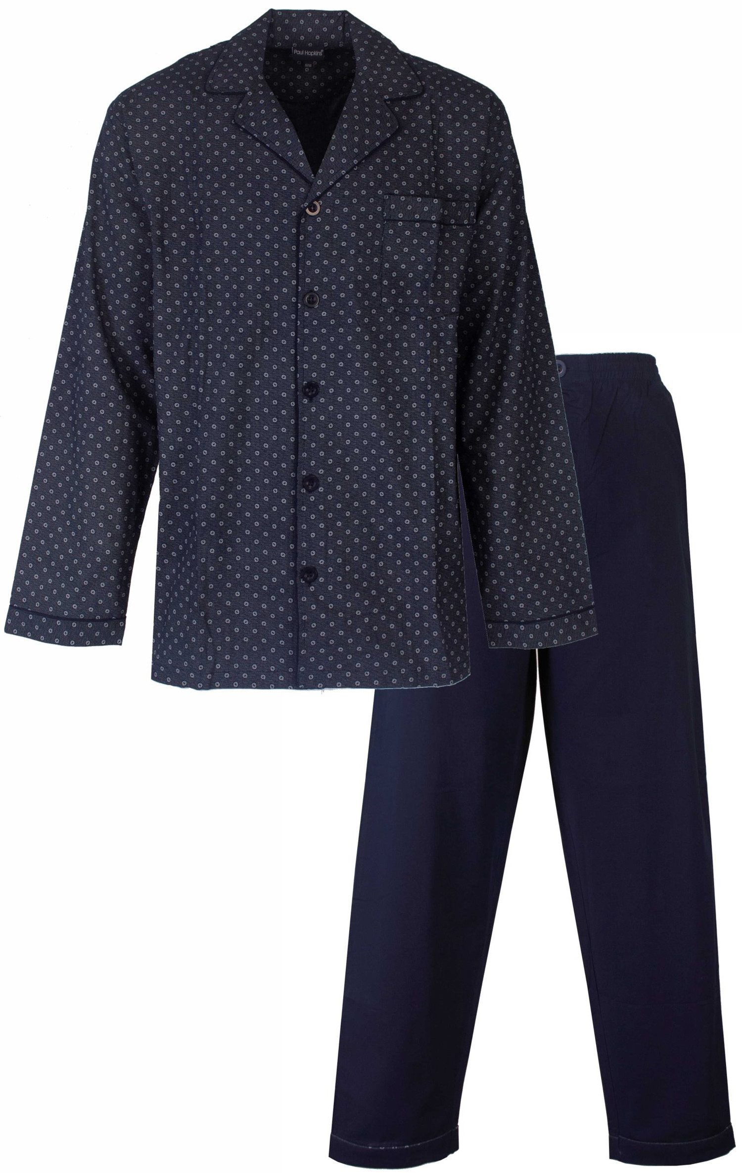 Paul Hopkins Schlafanzug Herren Pyjama geknöpft (2 tlg) Baumwolle günstig online kaufen