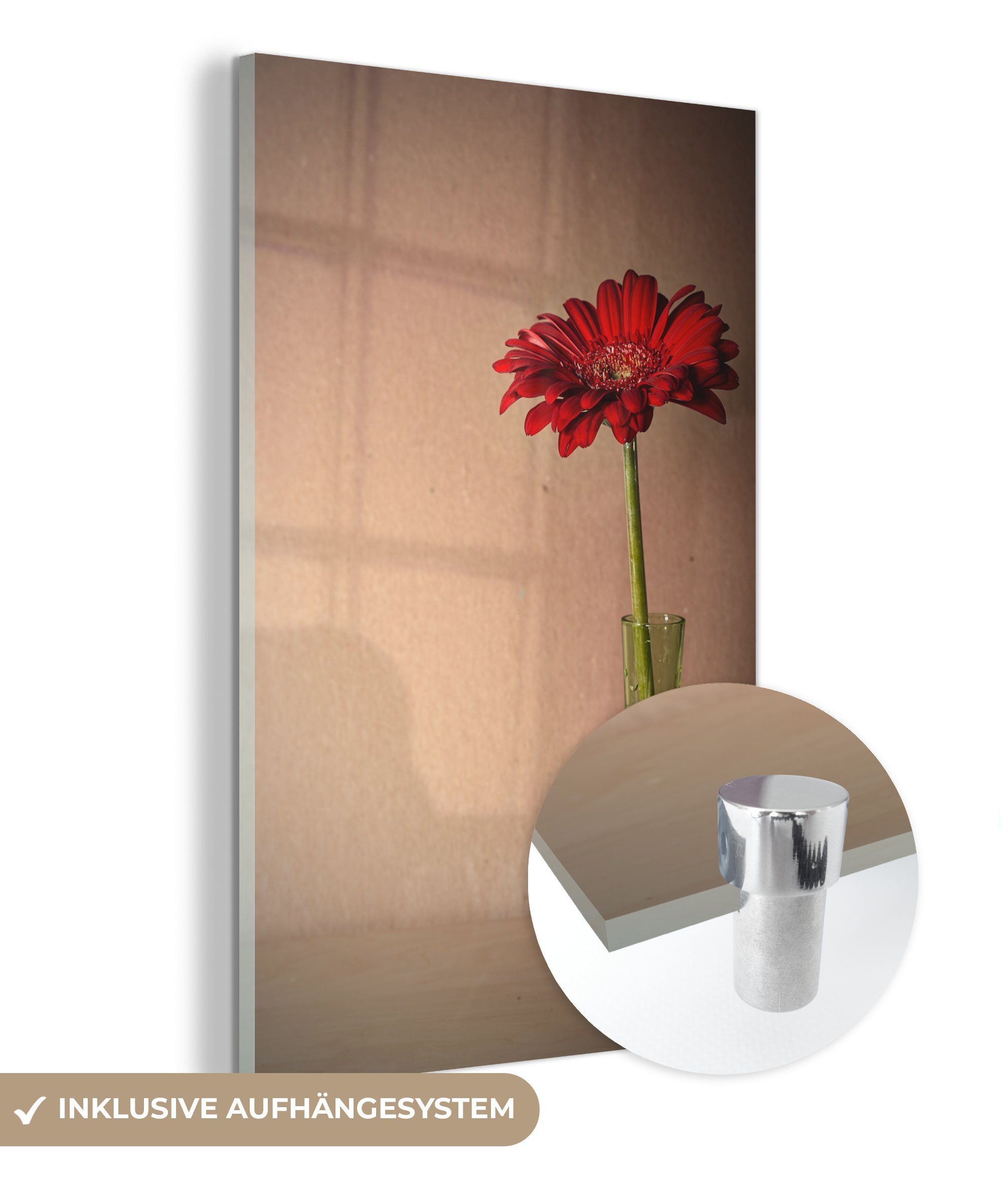 MuchoWow Acrylglasbild Blume - Vase Glas Foto Glas Wandbild Glasbilder (1 - - - Stilleben, Wanddekoration - Bilder St), auf auf