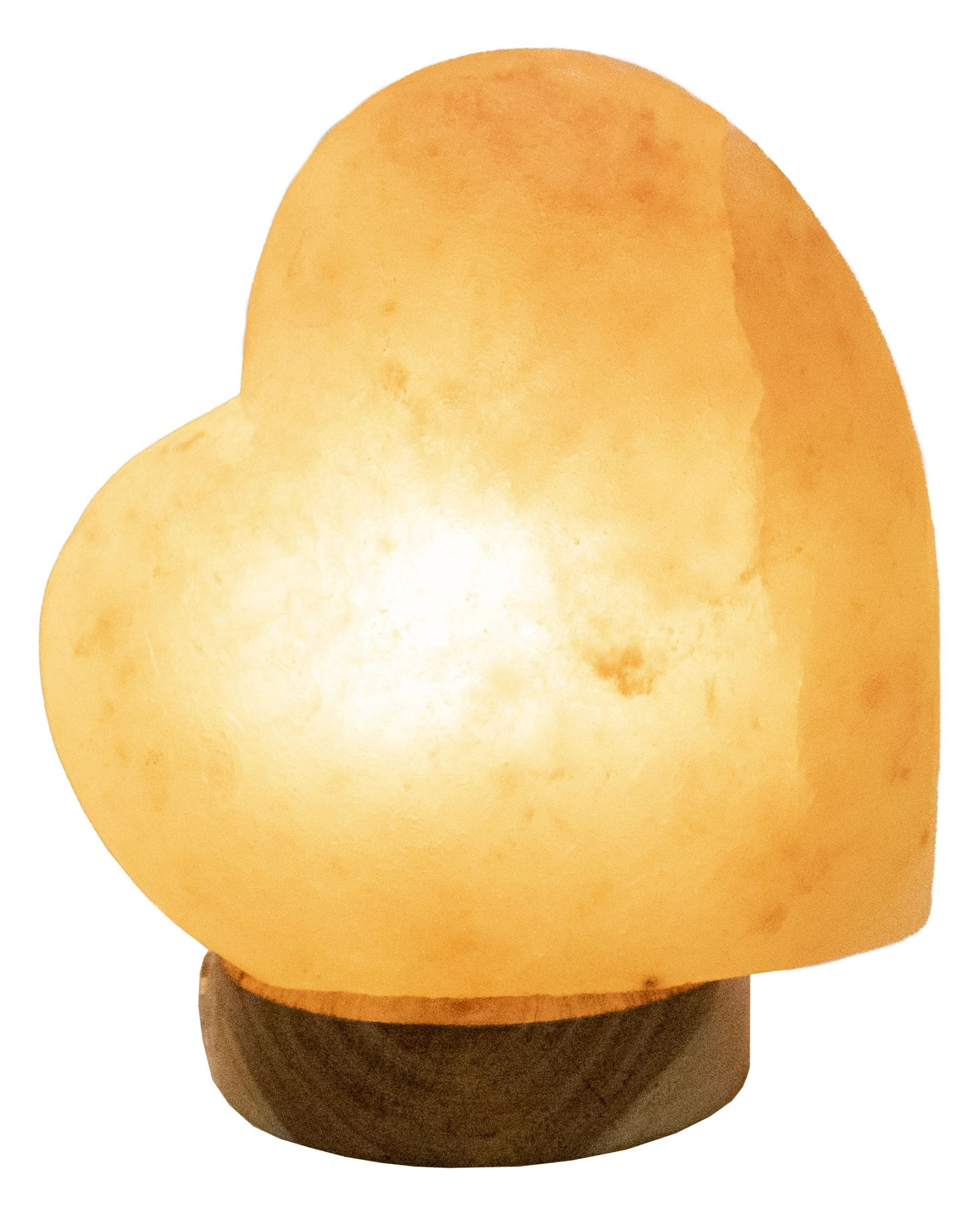 GLOBO LIGHTING Salzkristall-Tischlampe STONE, ohne Leuchtmittel, Salzstein, Dekolampe, Dekoleuchte, Herzform, Valentinslampe
