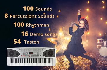 McGrey Home Keyboard LK-5430 - 54 Leuchttasten Einsteigerkeyboard, (inkl. Mikrofon), 100 Sounds & Rhythmen, umfangreiche Lernfunktion