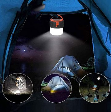 AKKEE LED Solarleuchte LED Solar Campinglampe USB Wiederaufladbare Camping Laterne, Dimmbar, LED fest integriert, Warmweiß, Gartenlaterne Sicherheit Notlicht 5Modi Wasserdichter Suchscheinwerfer