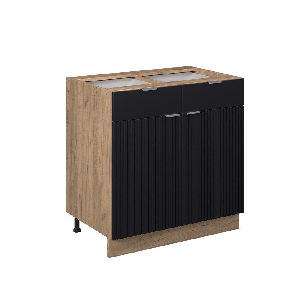 Vicco Unterschrank Fame-Line, Schwarz gestreift/Goldkraft Eiche, günstig online kaufen