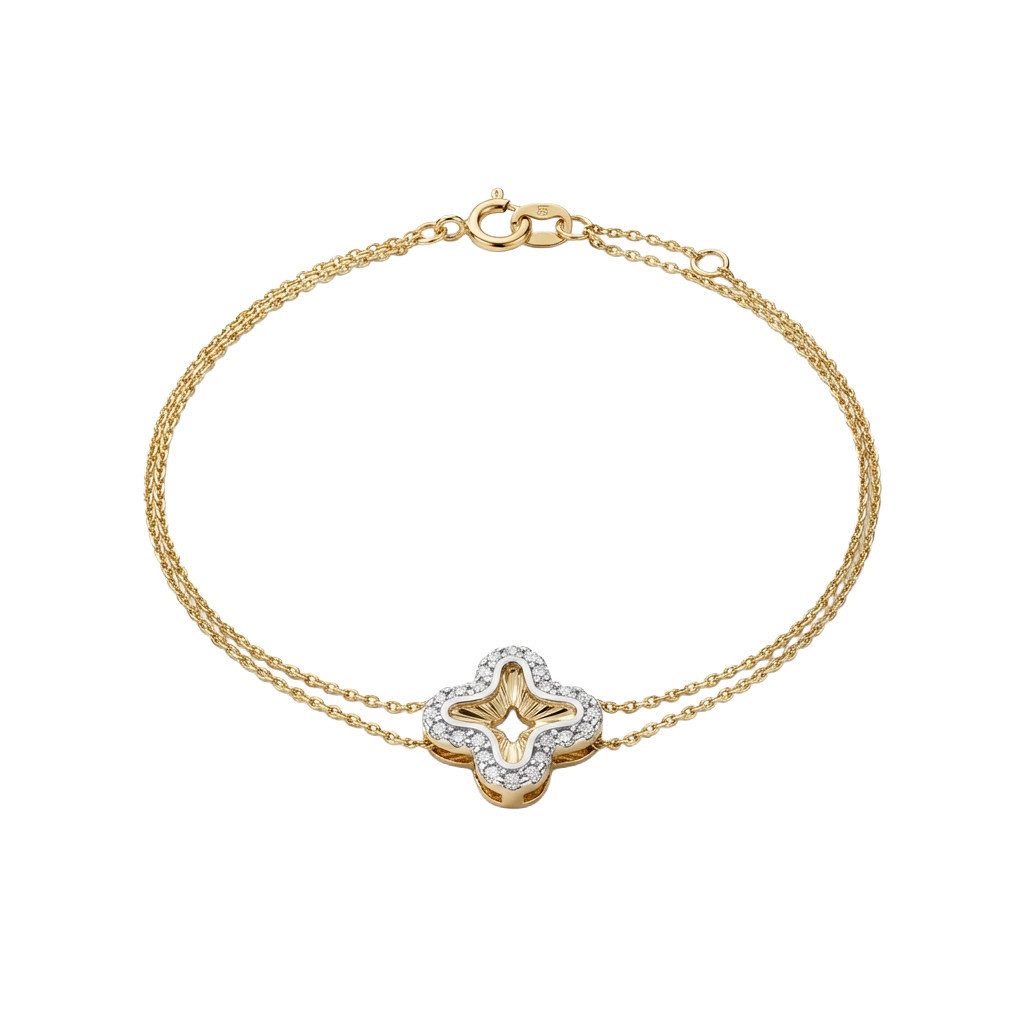 Suzan Gold Goldarmband Suzan Gold® 375 Echtgold Armband Damen mit Kleeblatt Anhänger und