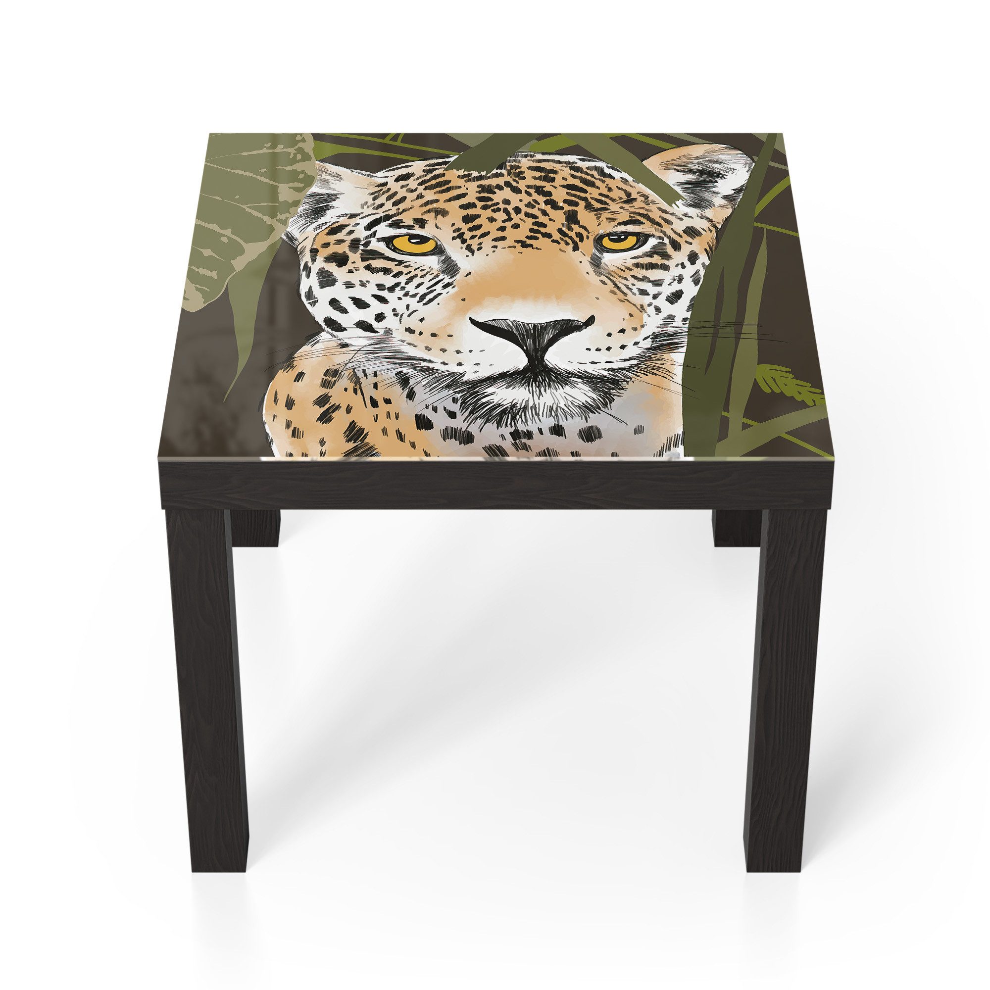 DEQORI Couchtisch 'Blick des Leoparden', Glas Beistelltisch Glastisch modern
