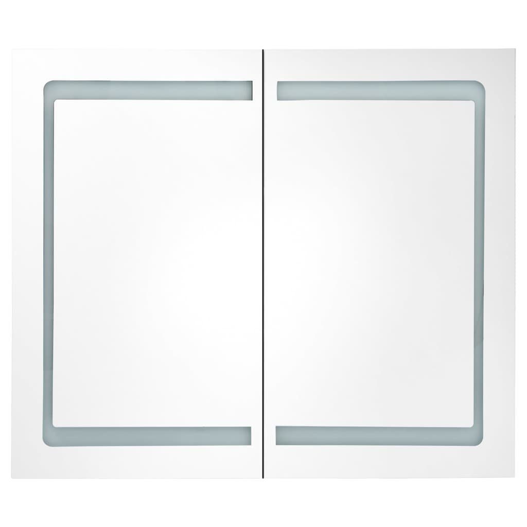 cm 80x12x68 Bad Hochglanz-Grau Grau vidaXL (1-St) Badezimmerspiegelschrank Glänzend fürs LED-Spiegelschrank