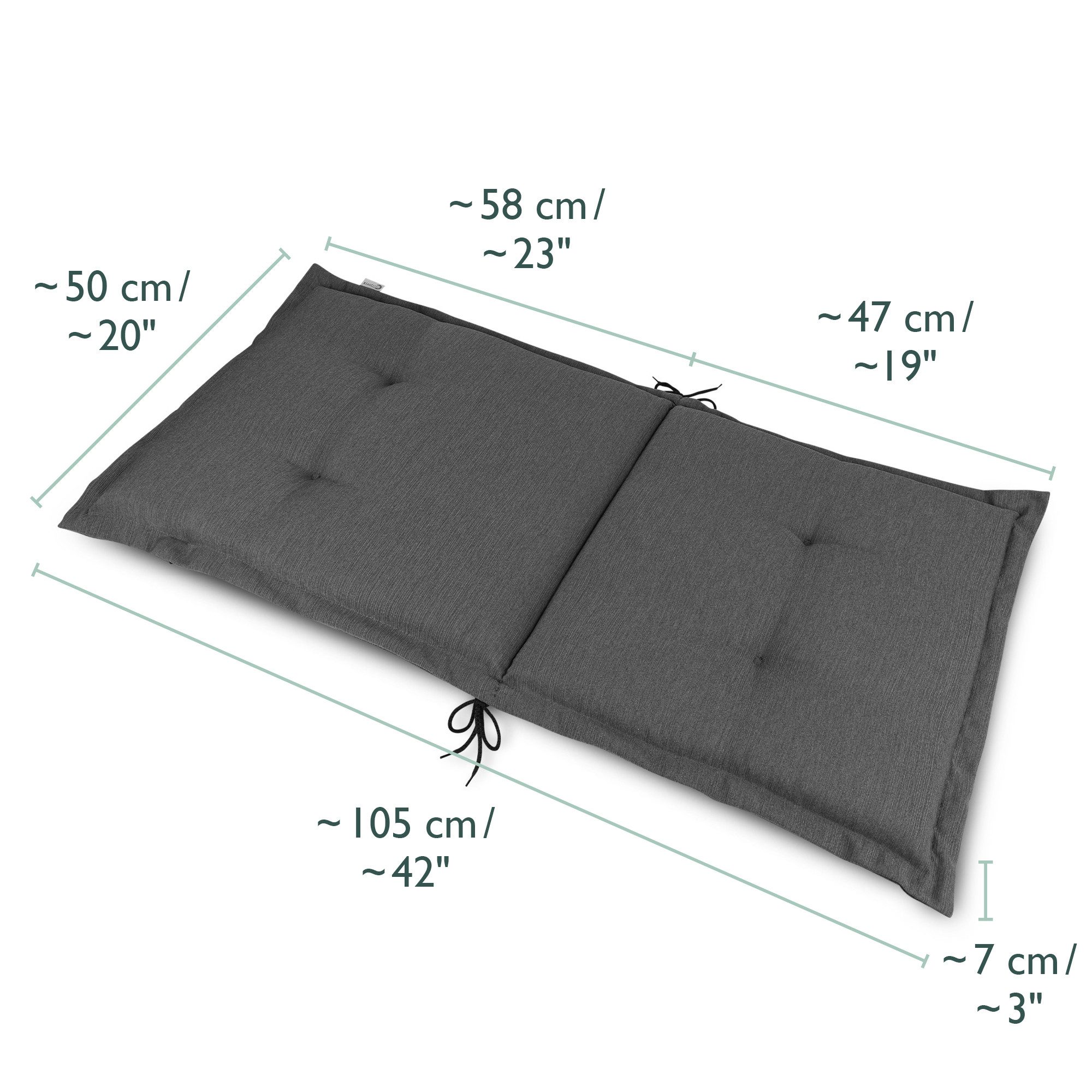 Beautissu Sitzauflage 2x Set Gartenstuhlauflage Niedriglehner HighLux 105x50x7cm Anthrazit, Auflage Niederlehner Gartenstuhl Robuster Stoff & UV-Lichtechtheit