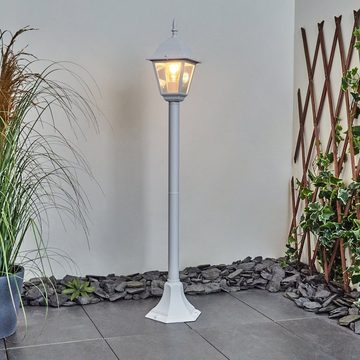 hofstein Pollerleuchte Wegeleuchte aus Metall/Glas in Weiß/Klar, ohne Leuchtmittel, Außenleuchte, Gartenbeleuchtung IP44, 1x E27, ohne Leuchtmittel