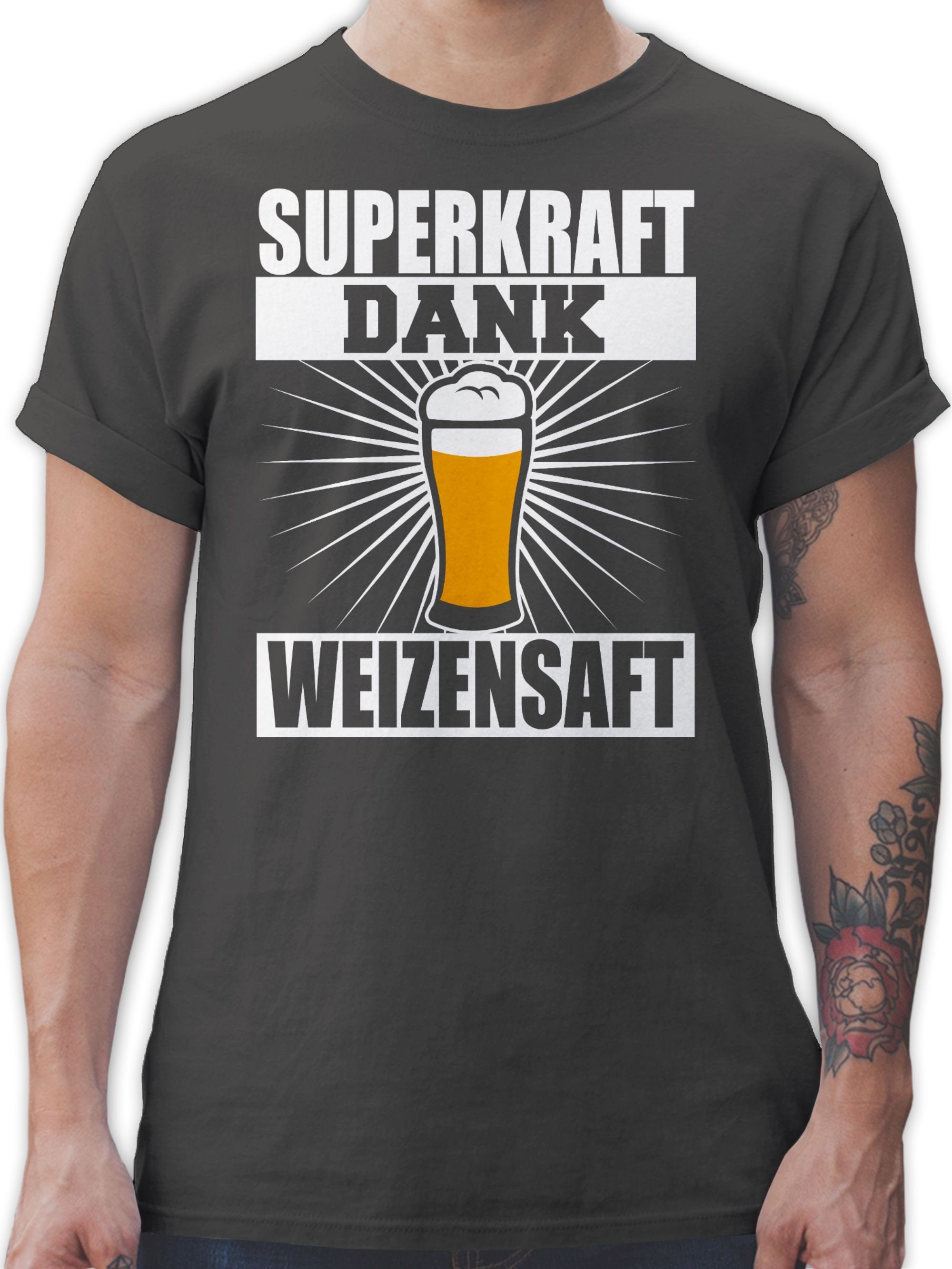 Shirtracer T-Shirt Superkraft dank Weizensaft - weiß Sprüche Statement mit Spruch 3 Dunkelgrau