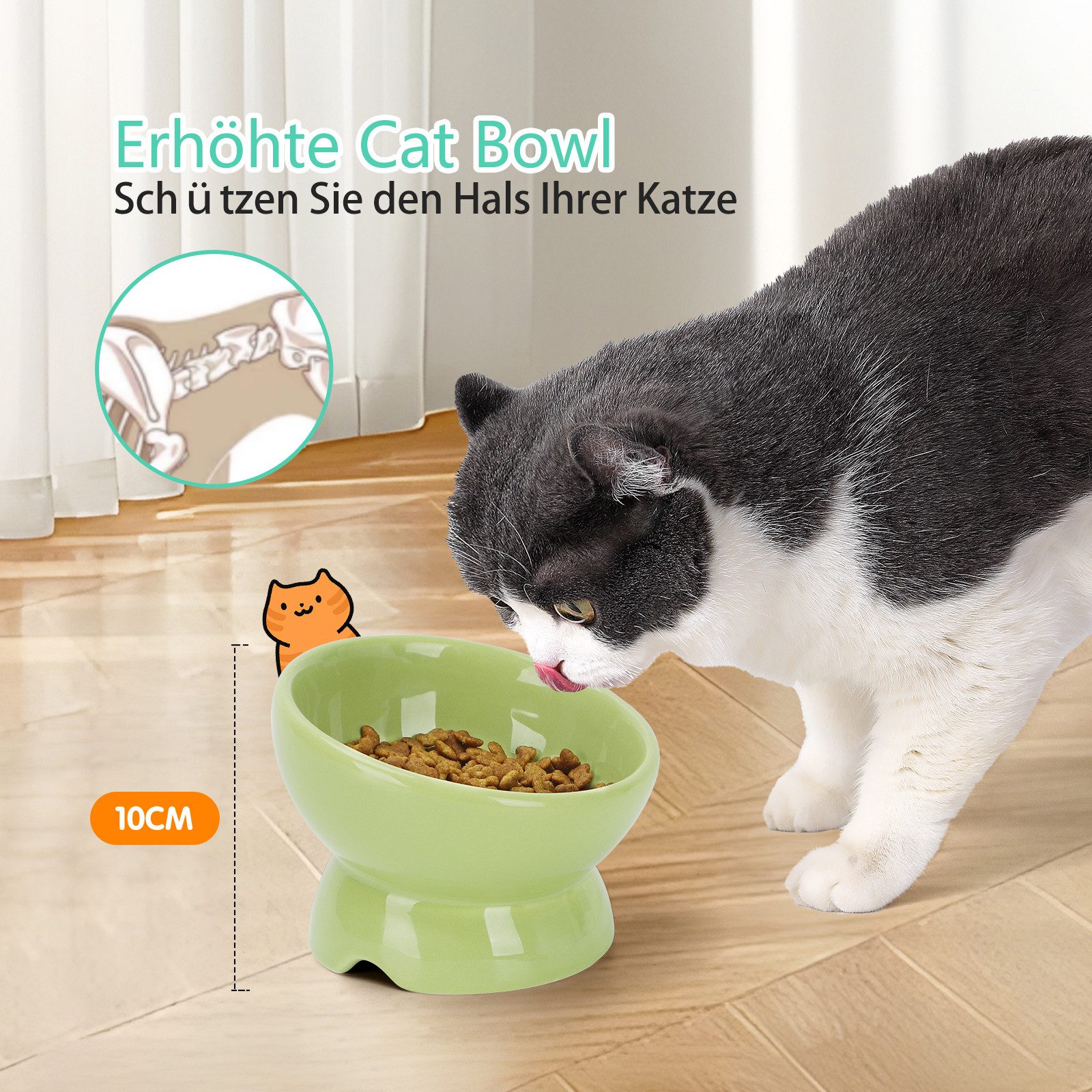 nobleza Futterstation Katzennapf Keramik Futternapf Katze mit 15°Neigung Design