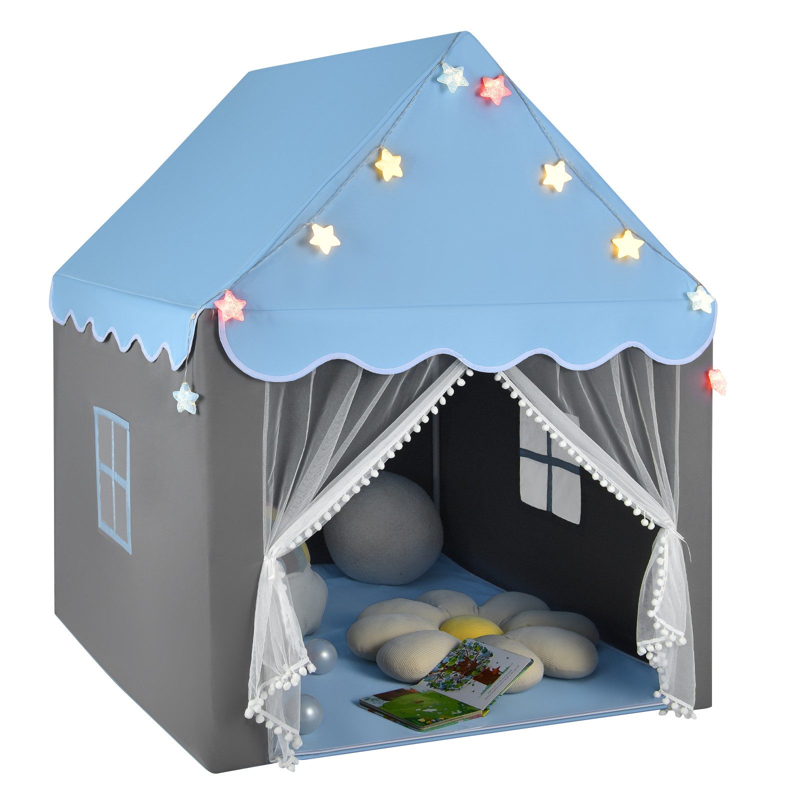 KOMFOTTEU Spielzelt Kinderhauszelt mit Netzfenster, für Kinder ab 3 Jahren günstig online kaufen
