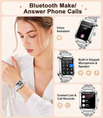 Lige Smartwatch (1,57 Zoll, Android iOS), Damen telefonfunktion wasserdicht armbanduhr mit menstruationszyklus