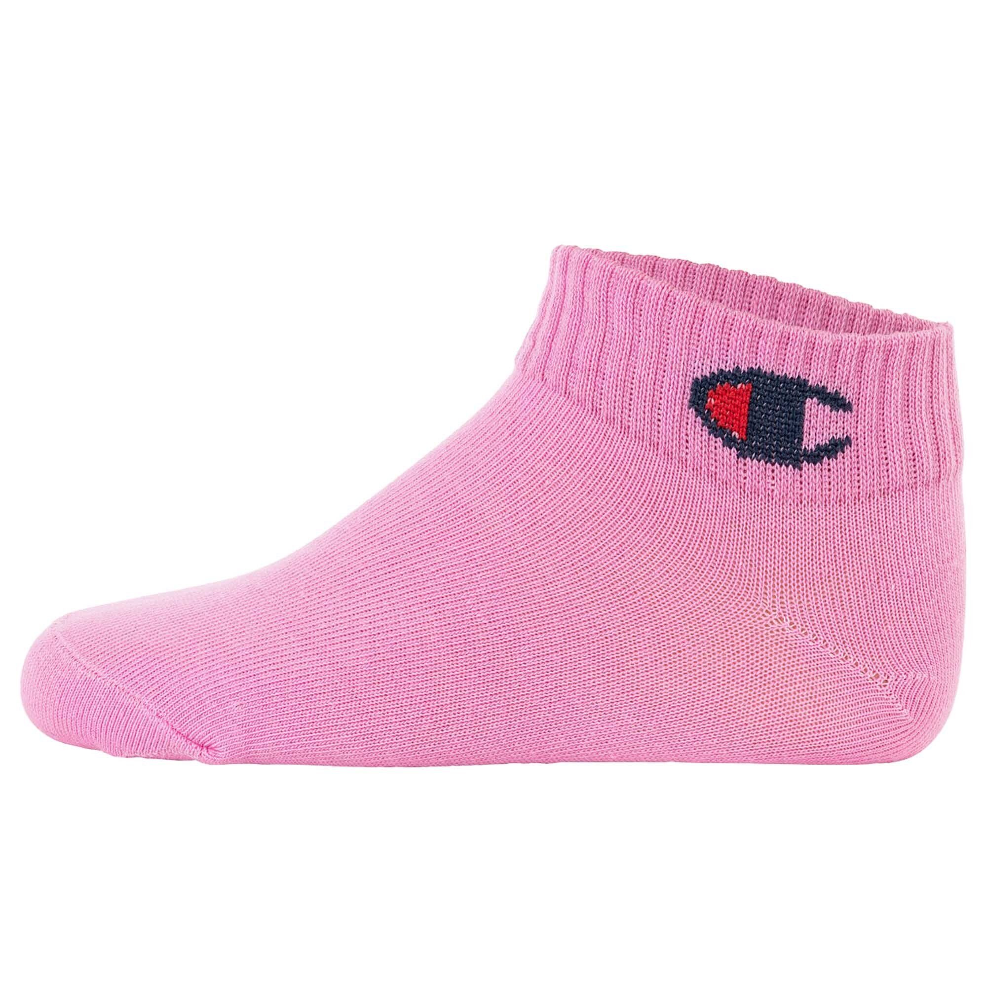 Champion Freizeitsocken Kinder Socken, einfarbig Logo, 3er - Pack Quarter, Pink/Weiß/Blau