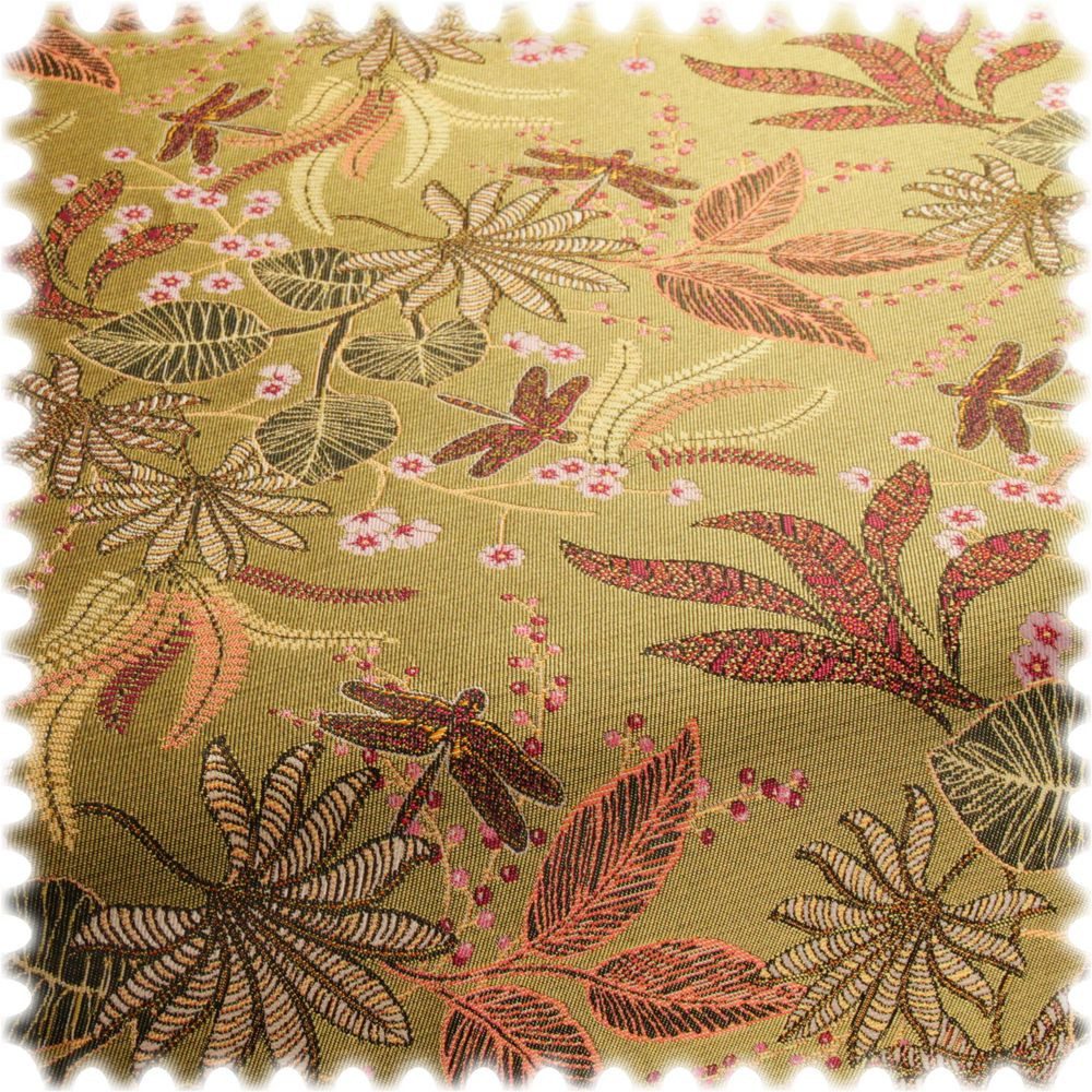 Heiro Stoff Jacquard Flachgewebe Möbelstoff Planta Currygelb, Polsterstoff Meterware - Breite:140 cm